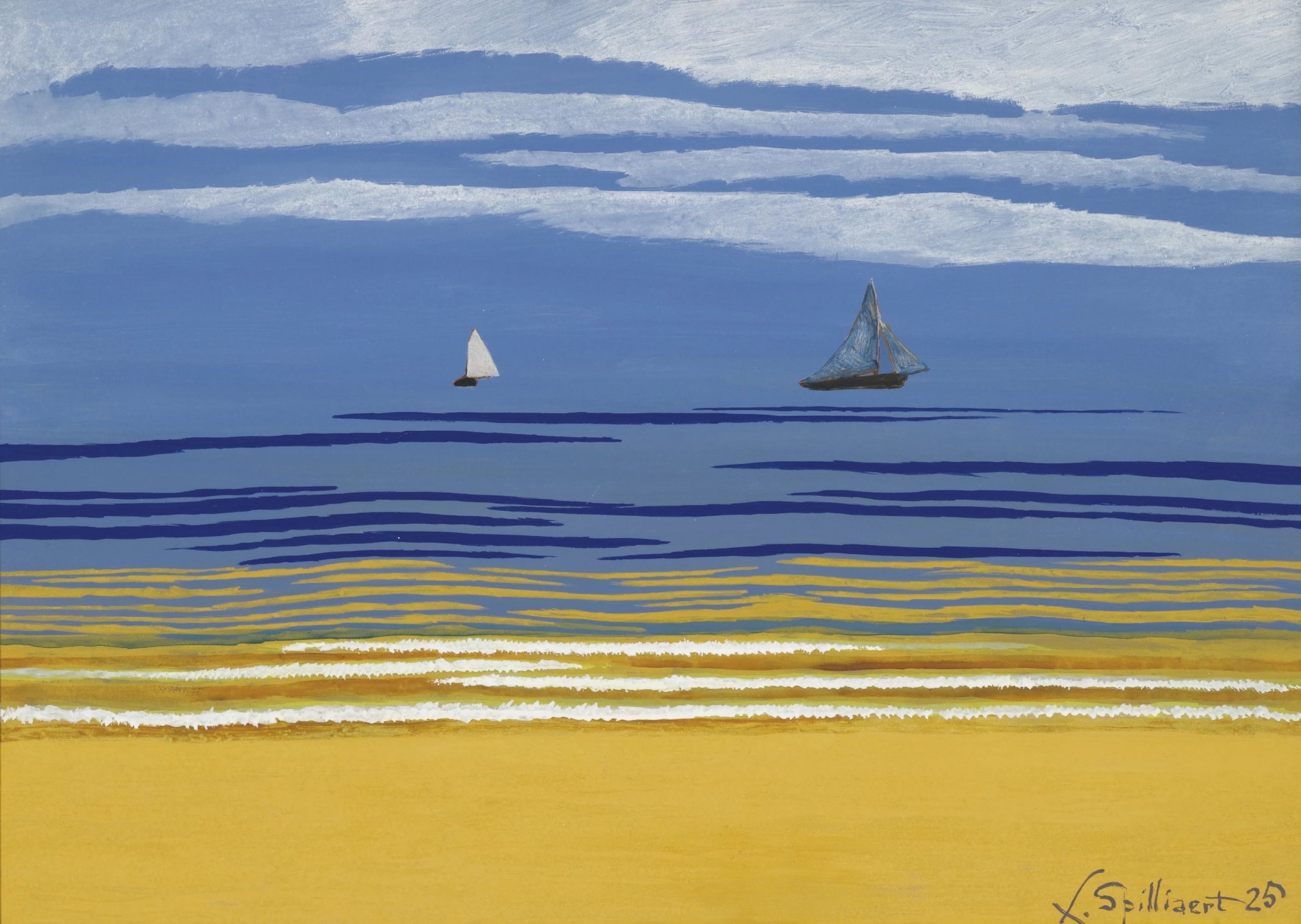 《有帆船的海洋》（Marine with sailing boats）｜莱昂·斯皮里亚特 Léon Spilliaert｜1925