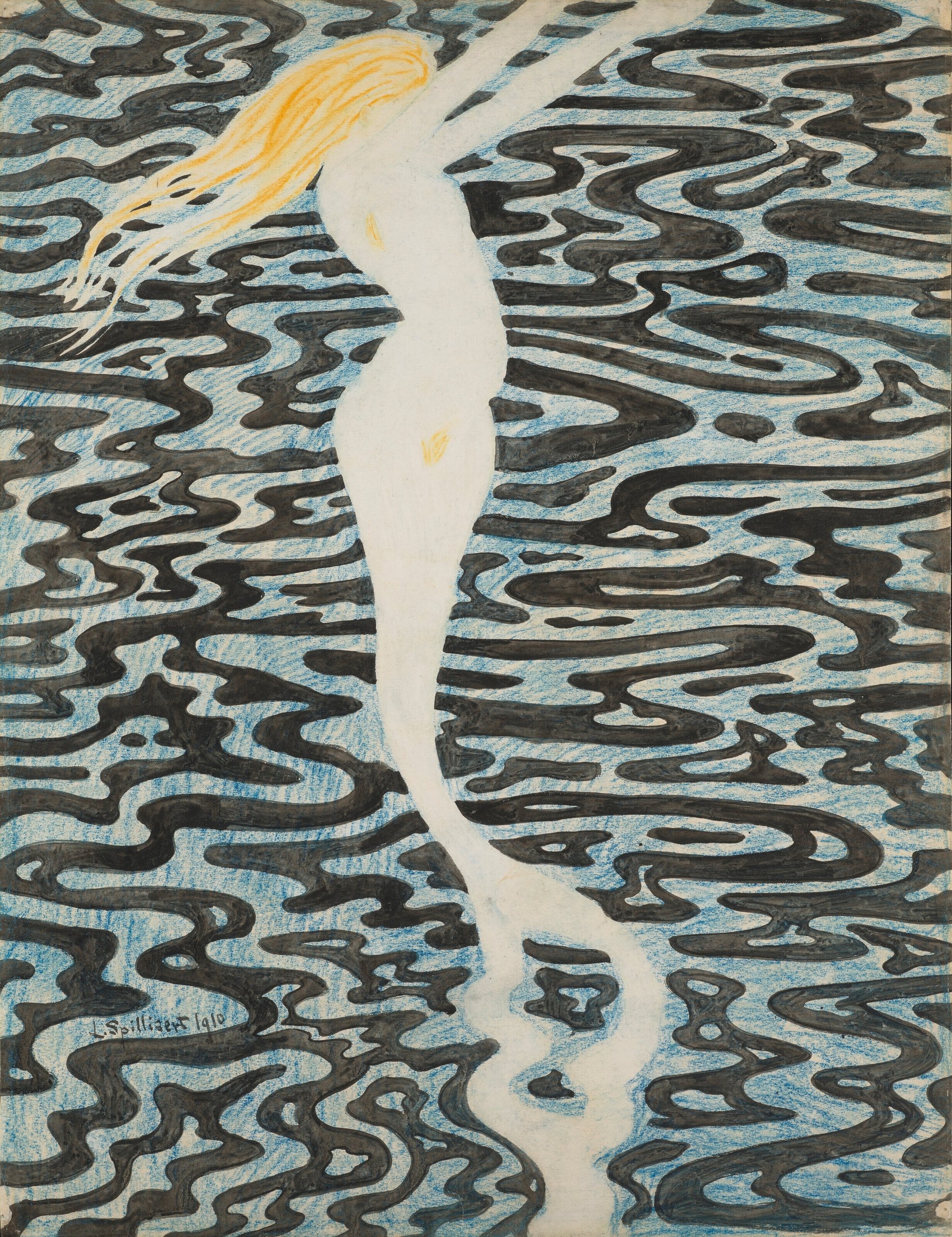 《美人鱼（沐浴者）》（Mermaid (Bather)）｜莱昂·斯皮里亚特 Léon Spilliaert｜1910
