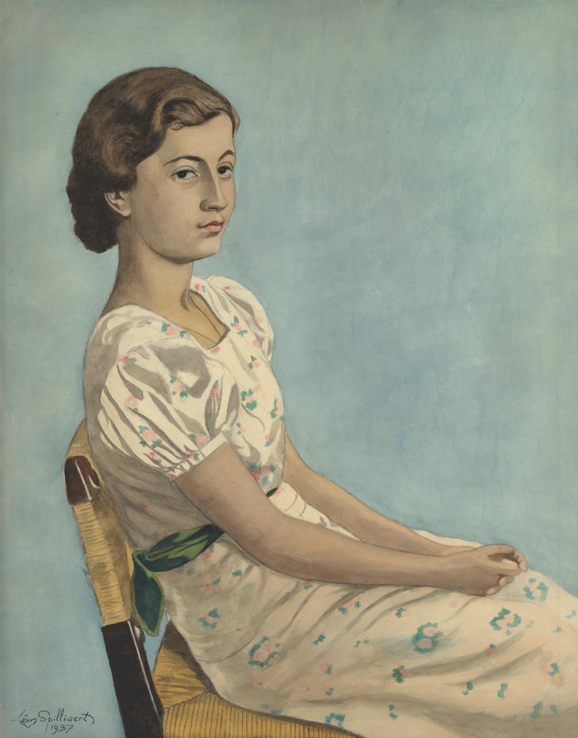 《西蒙娜·克莱默小姐的肖像》（Portrait of Miss Simonne Kremer）｜莱昂·斯皮里亚特 Léon Spilliaert｜1937