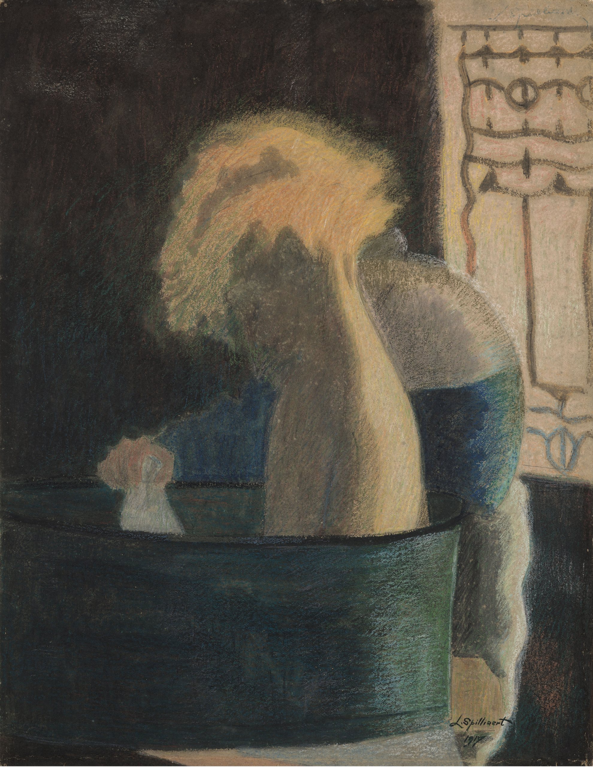 《洗澡》（The bath）｜莱昂·斯皮里亚特 Léon Spilliaert｜1917