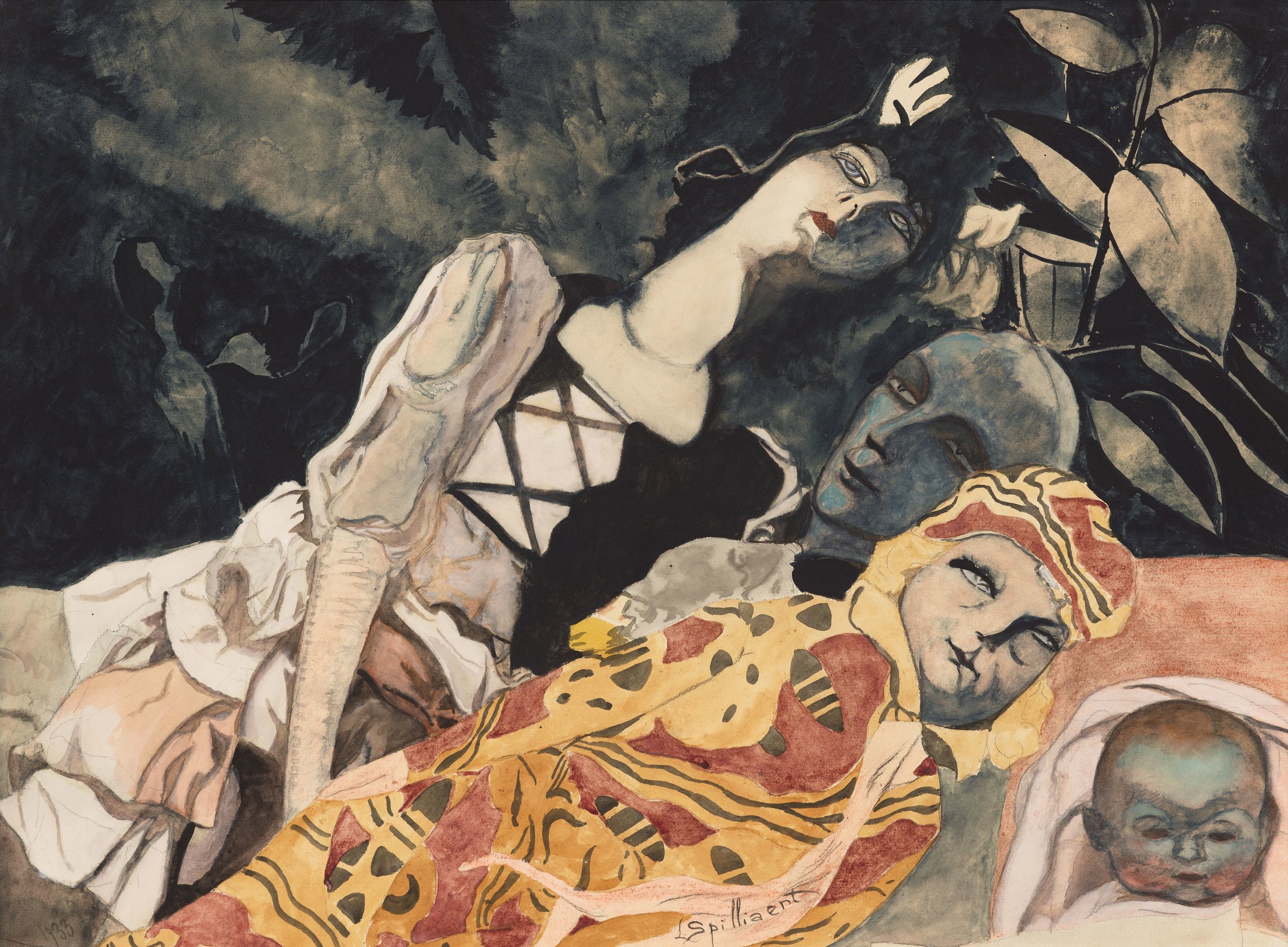 《娃娃。三代》（Dolls. Three generations）｜莱昂·斯皮里亚特 Léon Spilliaert｜1933