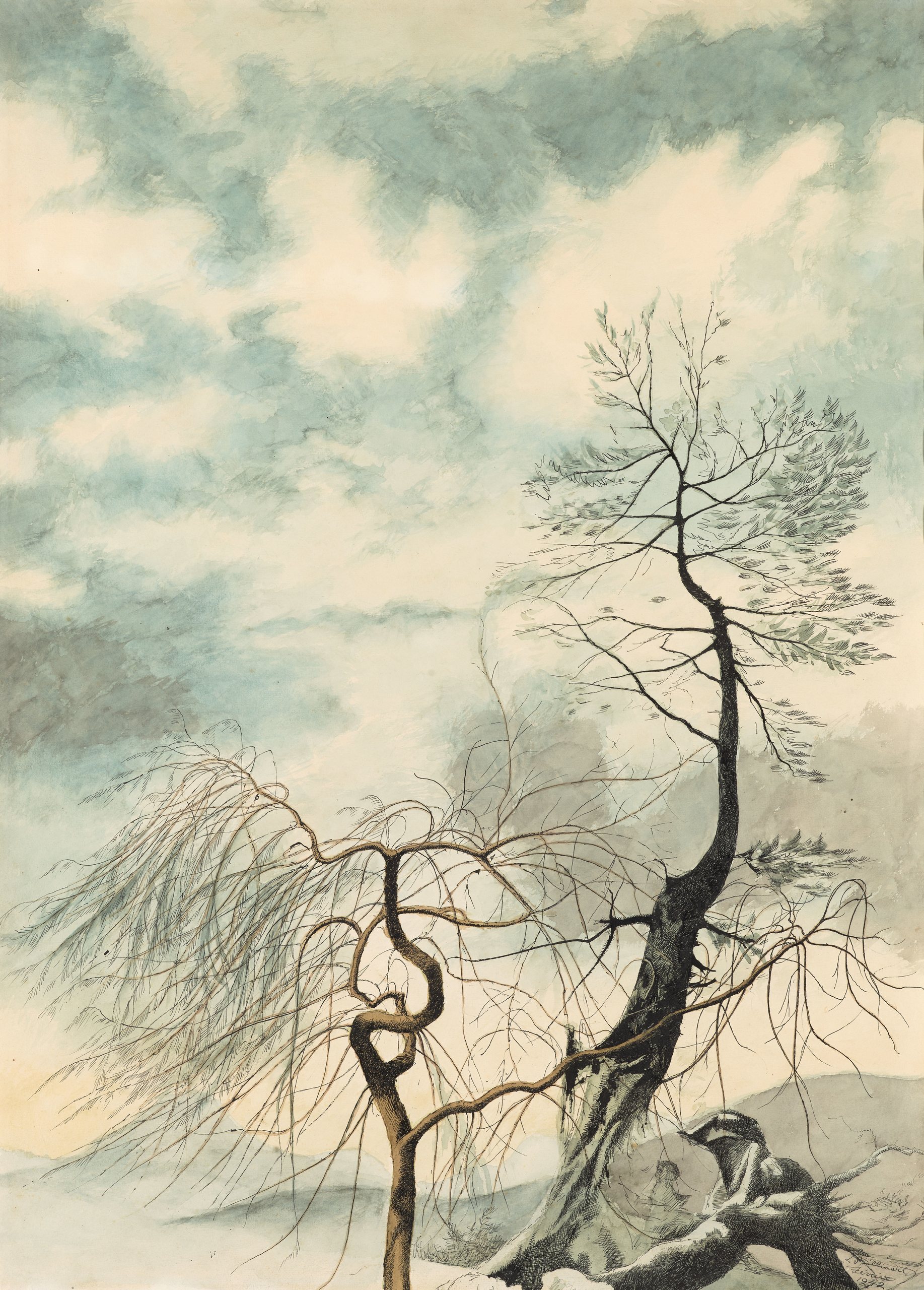 《冬天的树》（Winter trees）｜莱昂·斯皮里亚特 Léon Spilliaert｜1942