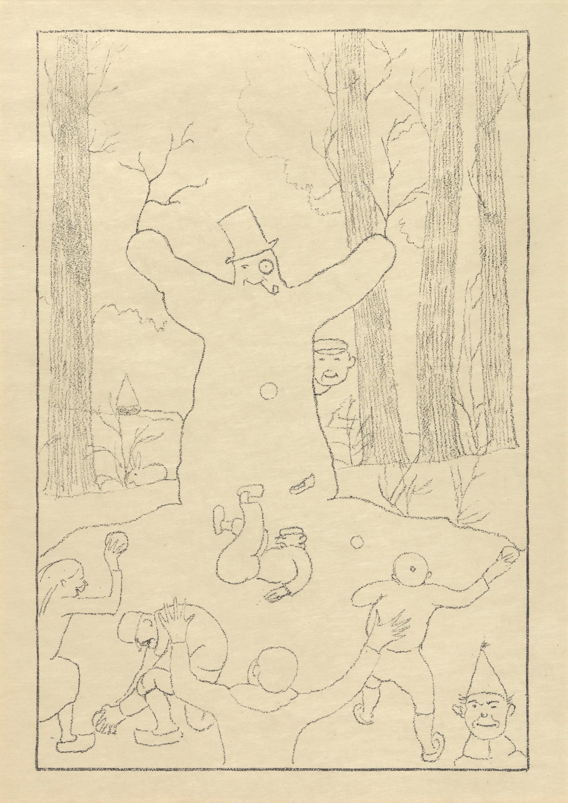 《雪人面前打雪仗》（The snowball fight in front of the snowman）｜莱昂·斯皮里亚特 Léon Spilliaert｜1918