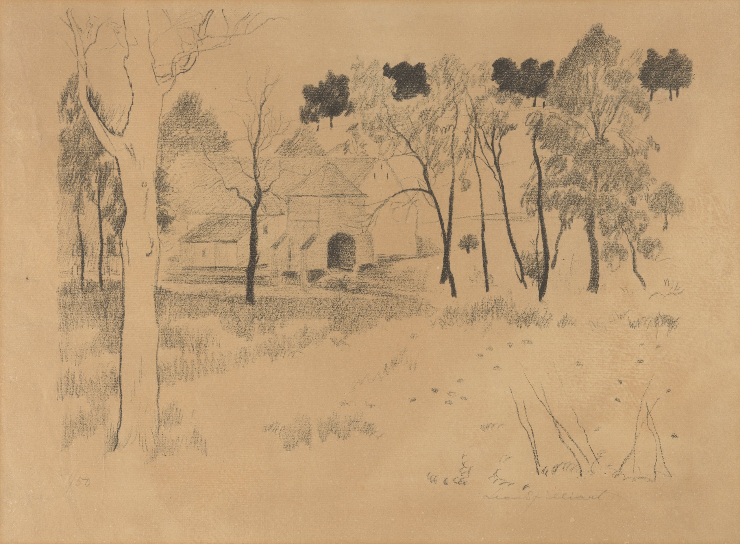 《卡勒维尔德 (Sint-Jans-Molenbeek) 景观》（View of the Karreveld (Sint-Jans-Molenbeek)）｜莱昂·斯皮里亚特 Léon Spilliaert｜1918