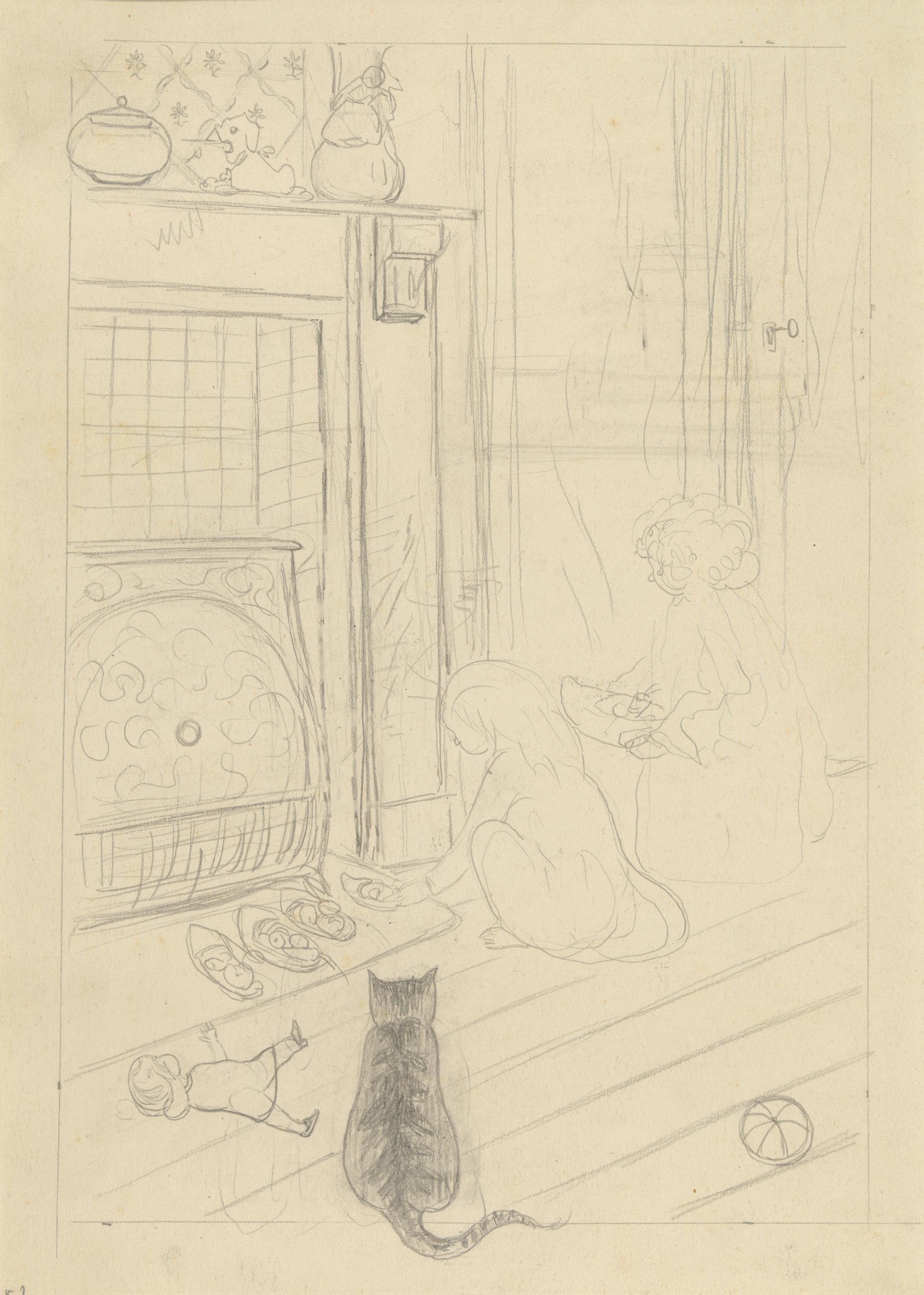 《圣尼古拉斯前夜：壁炉前的木鞋》（Saint Nicholas Eve: The Clogs Before the Hearth）｜莱昂·斯皮里亚特 Léon Spilliaert｜1918