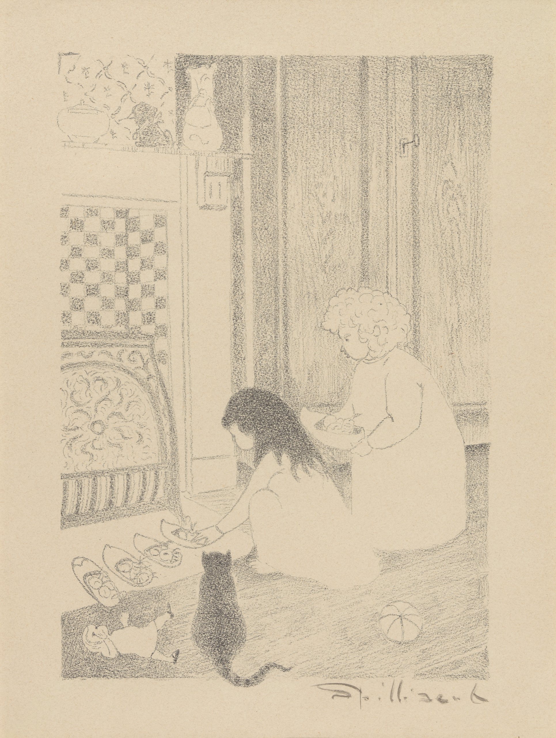 《圣尼古拉斯前夜：壁炉前的木鞋》（Saint Nicholas Eve: The Clogs Before the Hearth）｜莱昂·斯皮里亚特 Léon Spilliaert｜1918