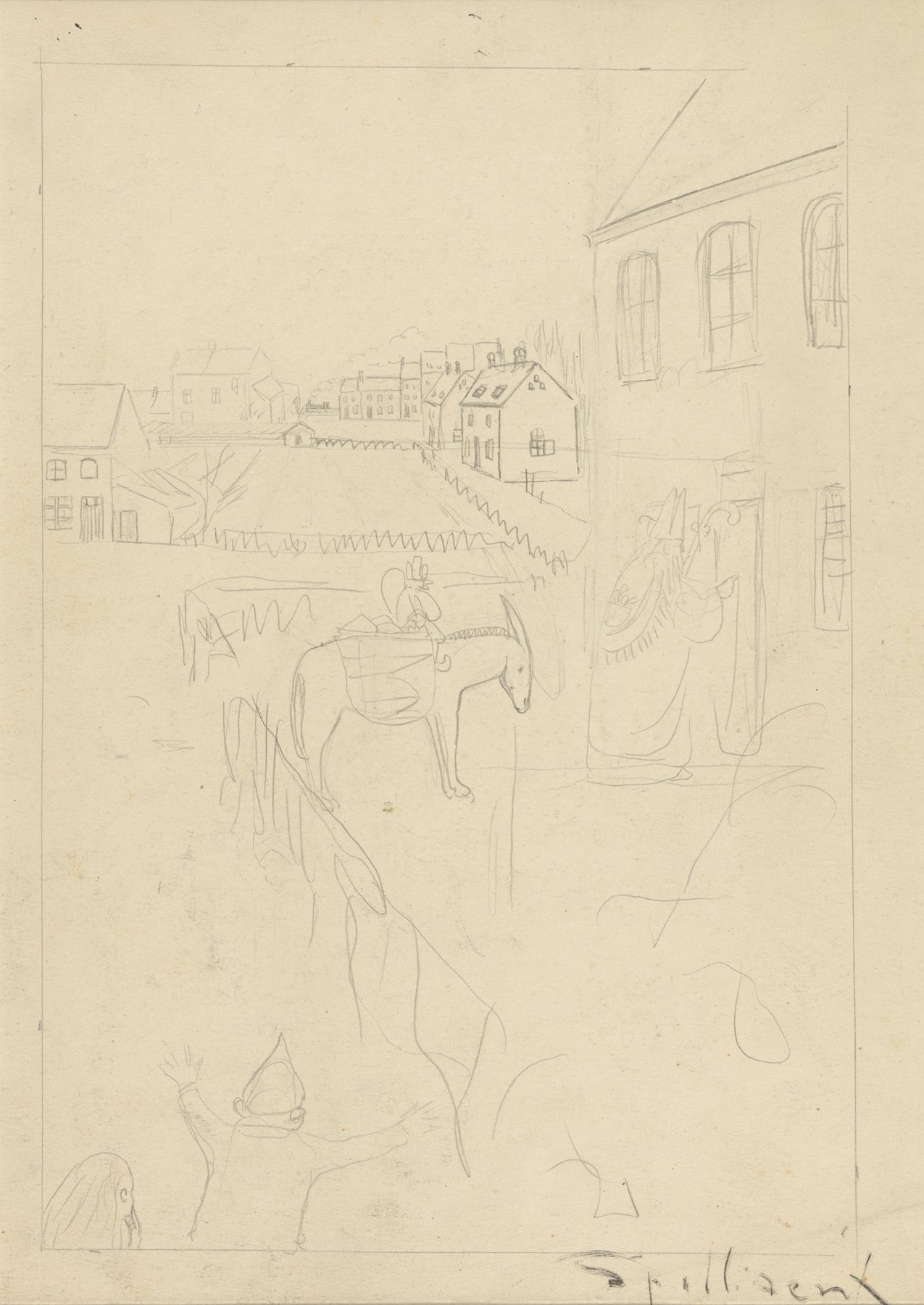 《圣尼古拉斯来访》（Saint Nicholas' visit）｜莱昂·斯皮里亚特 Léon Spilliaert｜1918