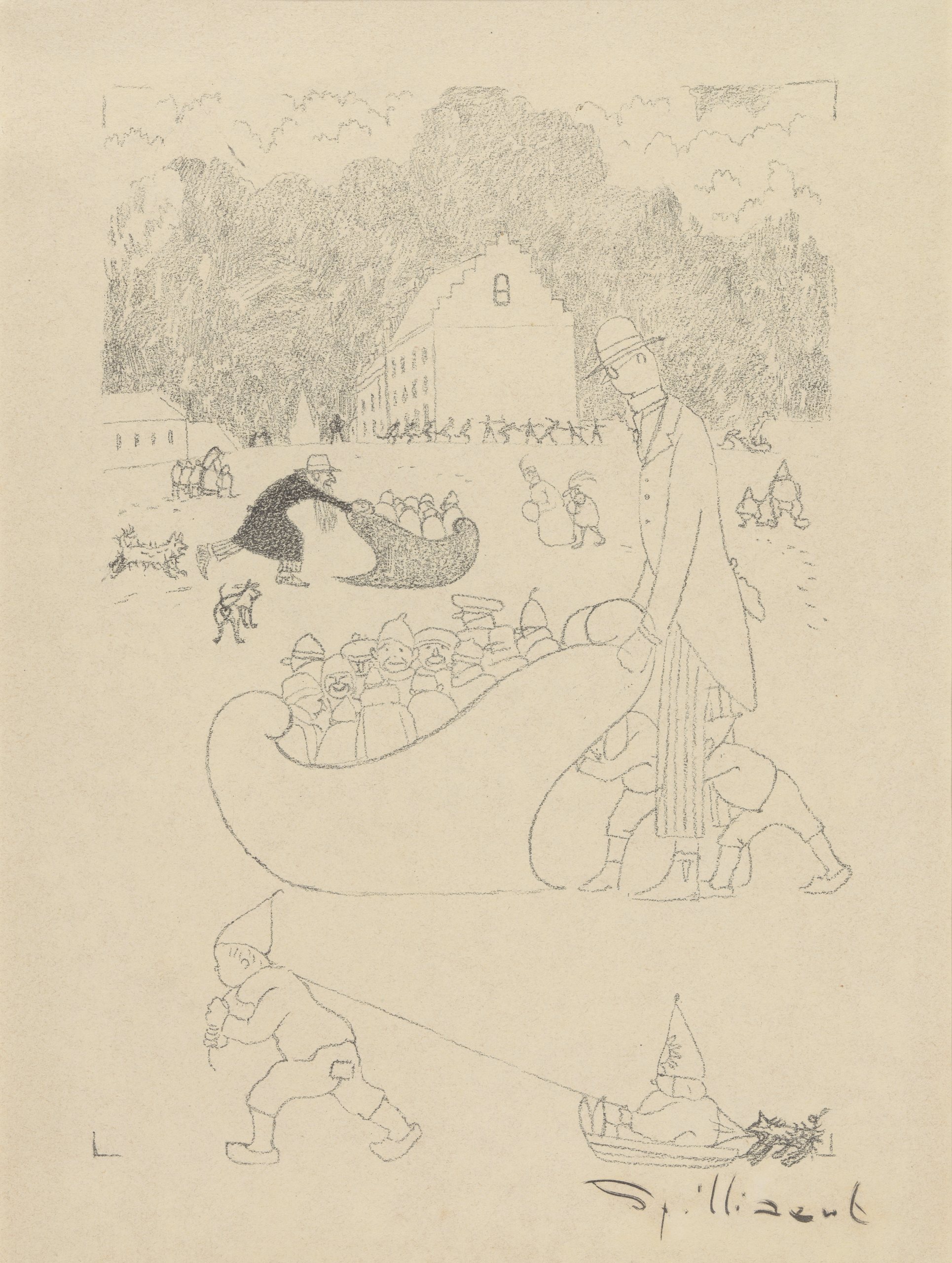 《滑雪橇的乐趣》（The pleasures of sledding）｜莱昂·斯皮里亚特 Léon Spilliaert｜1918