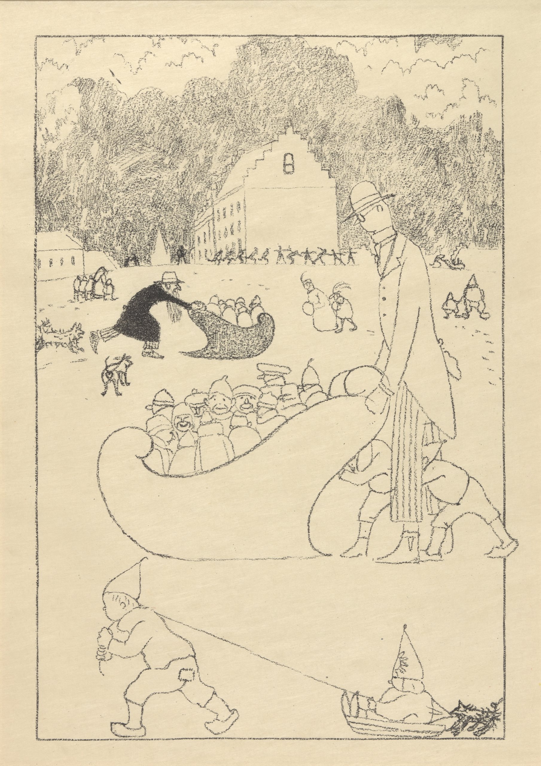 《滑雪橇的乐趣》（The pleasures of sledding）｜莱昂·斯皮里亚特 Léon Spilliaert｜1918