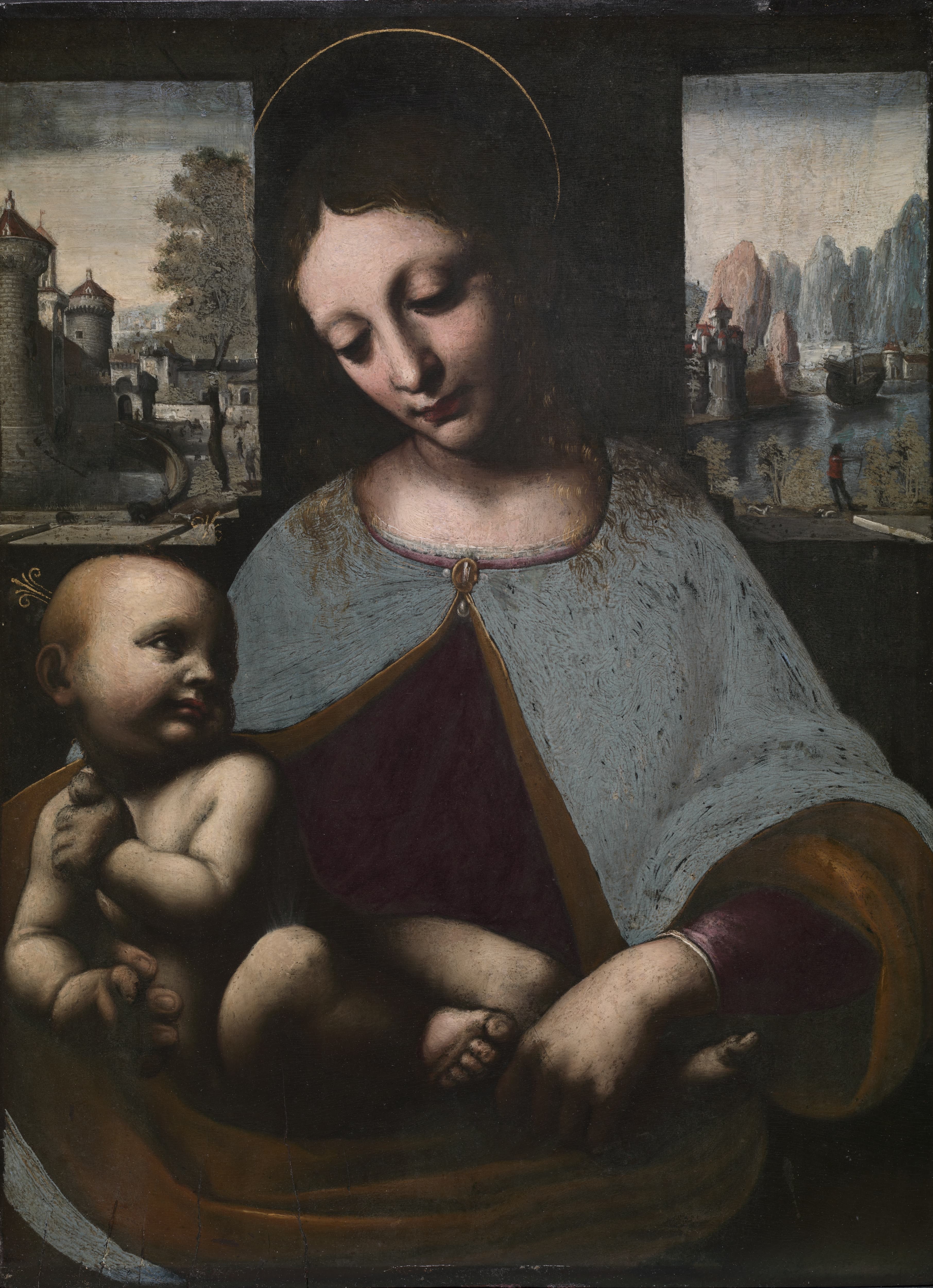 《持纺锤的圣母子》（Madonna of the Yarnwinder）｜莱奥纳多·达·芬奇 Leonardo da Vinci｜约1501