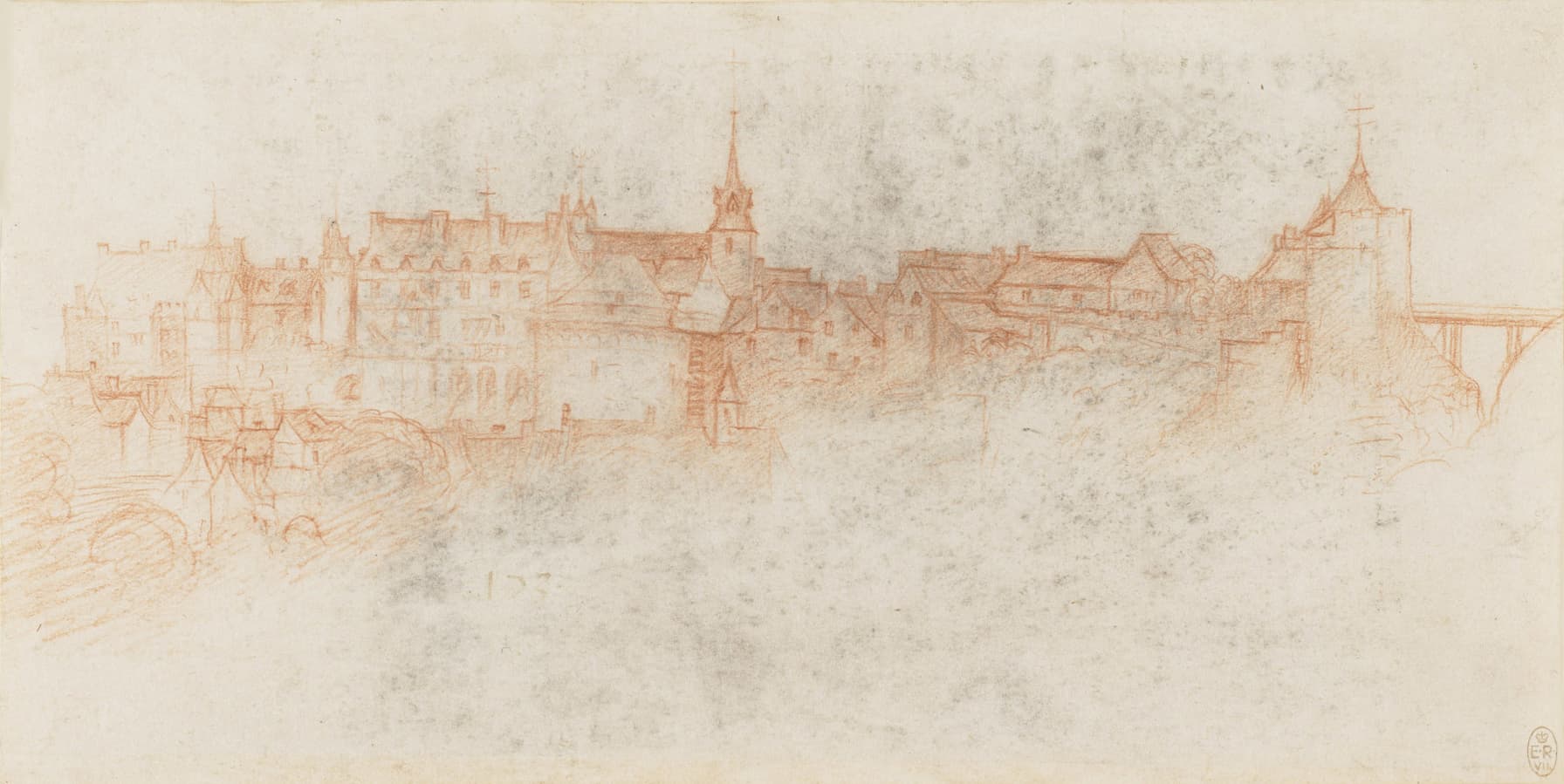 《昂布瓦斯城堡风景习作》（View of the Château d’Amboise）｜莱奥纳多·达·芬奇 Leonardo da Vinci｜约1517–1519