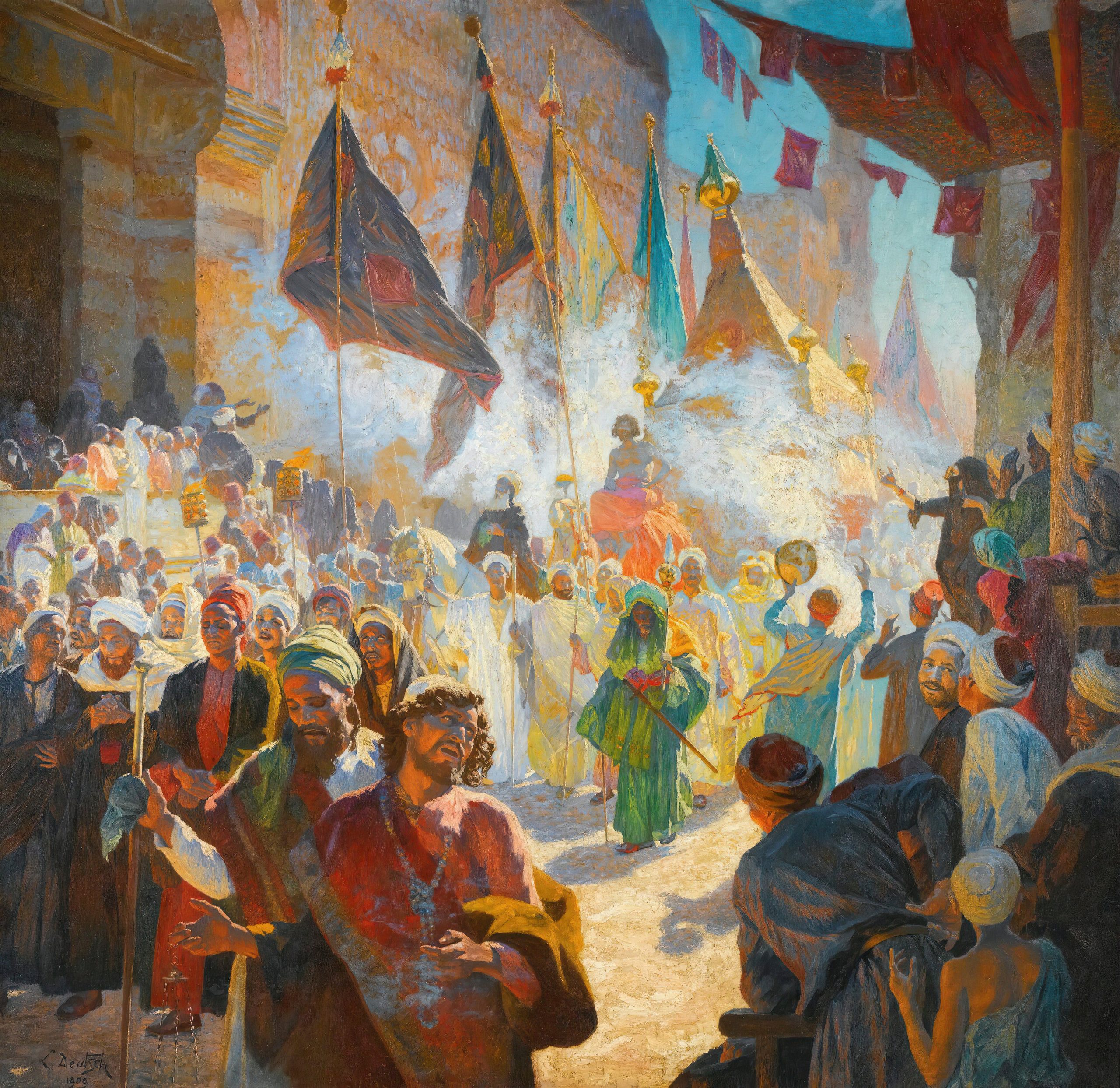 《穆罕默德的游行穿过开罗的街道》（The Procession Of The Mahmal Through The Streets Of Cairo）｜路德维希·多伊奇 Ludwig Deutsch｜不明