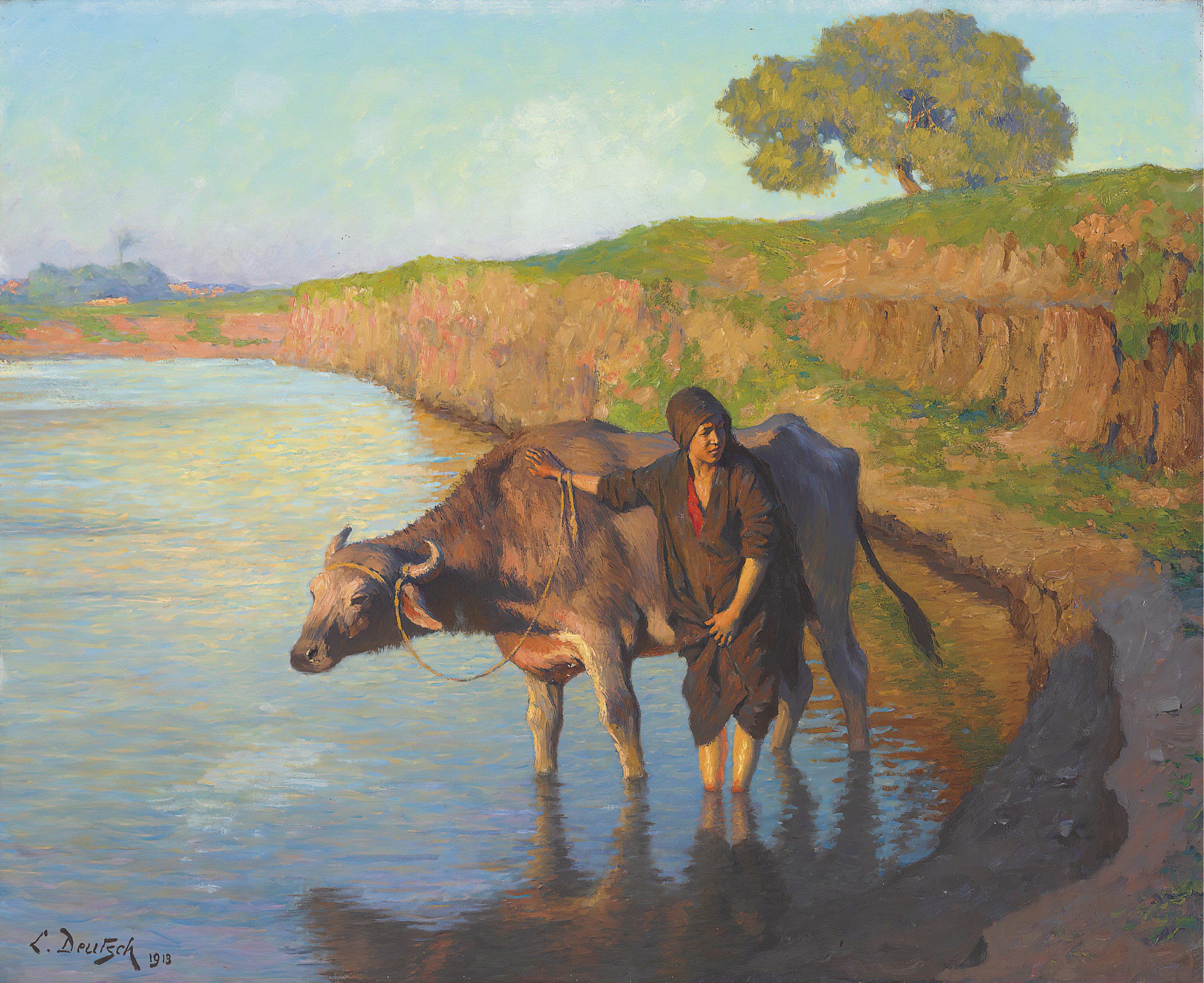 《女孩与水牛》（The girl with the buffalo）｜路德维希·多伊奇 Ludwig Deutsch｜1913