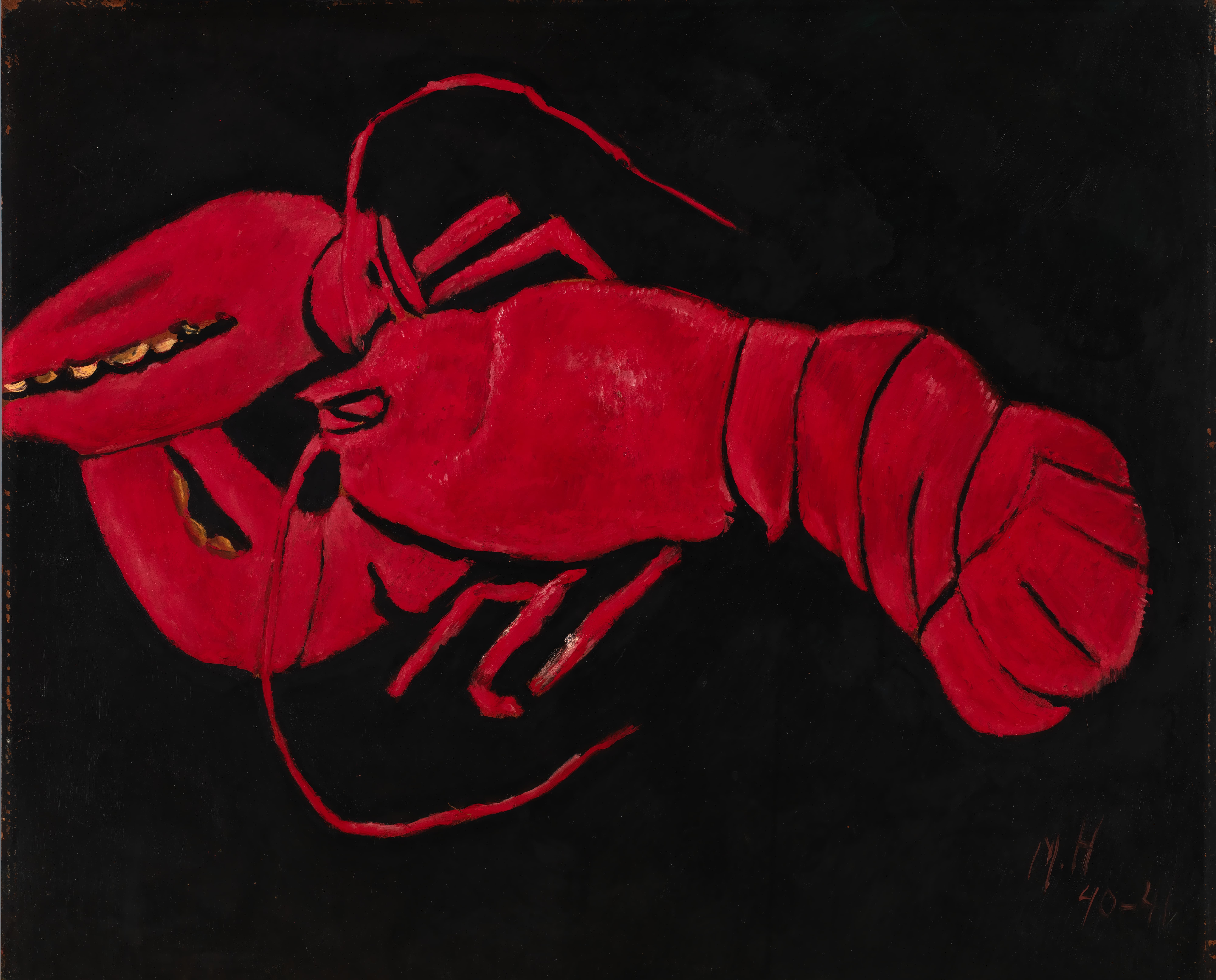 《黑色背景上的龙虾》（Lobster on Black Background）｜马斯登·哈特利｜1940–1941