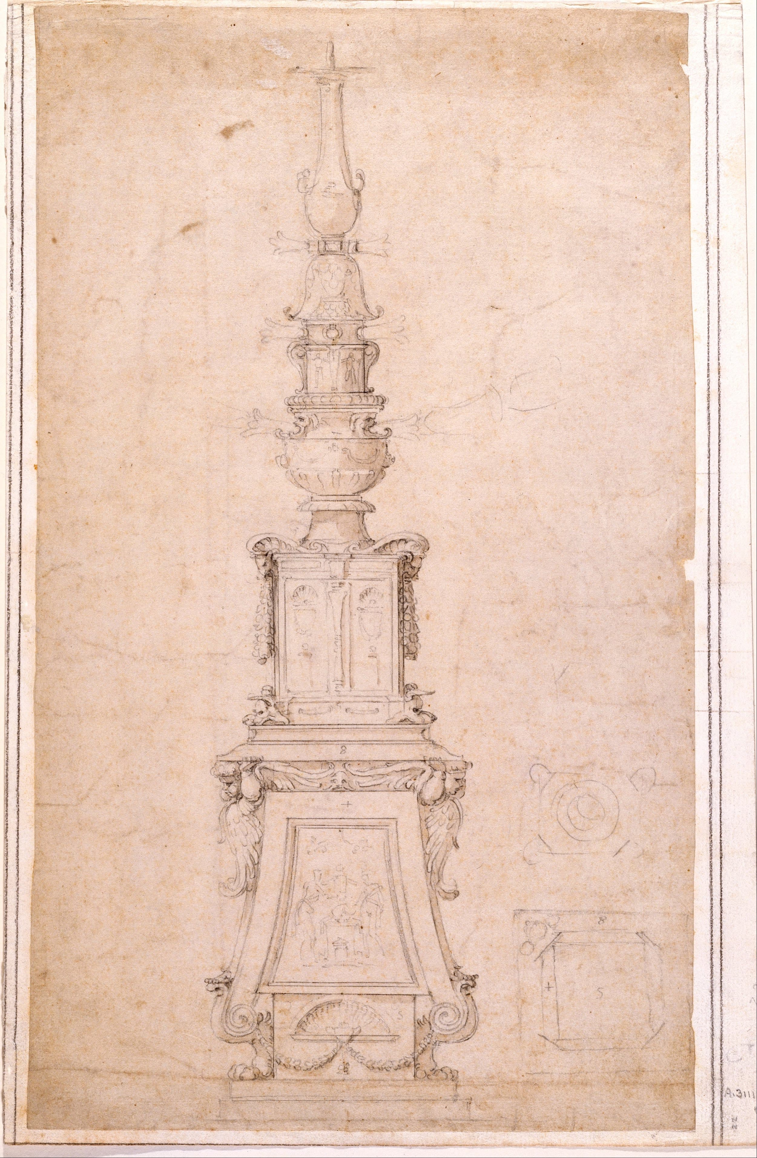 《纪念碑或圣物匣设计》（Design for a Monument or Reliquary）｜米开朗基罗 Michelangelo Buonarroti｜不明