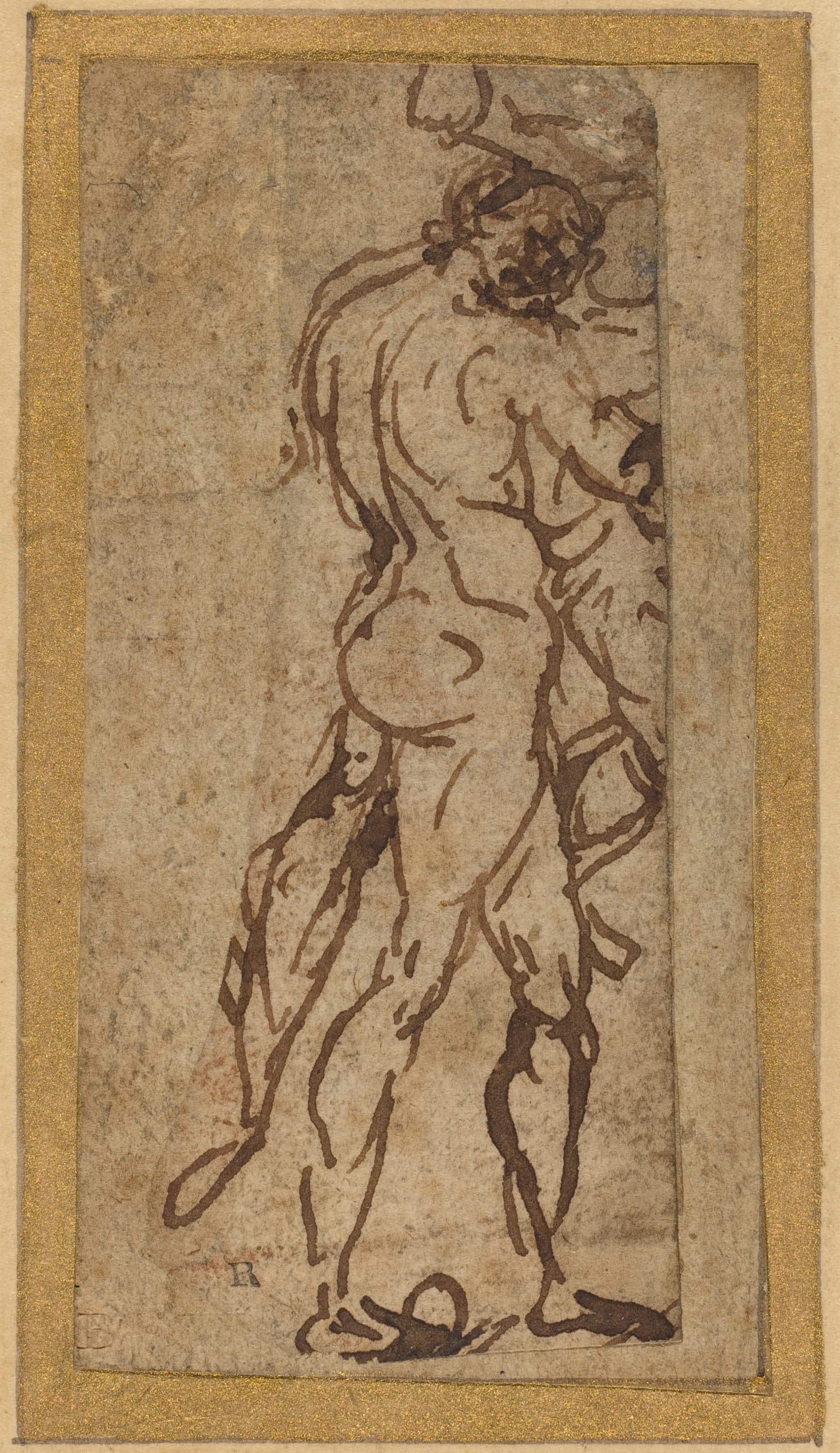 《站立男性裸体习作》（Study of a Standing Male Nude）｜米开朗基罗 Michelangelo Buonarroti｜不明