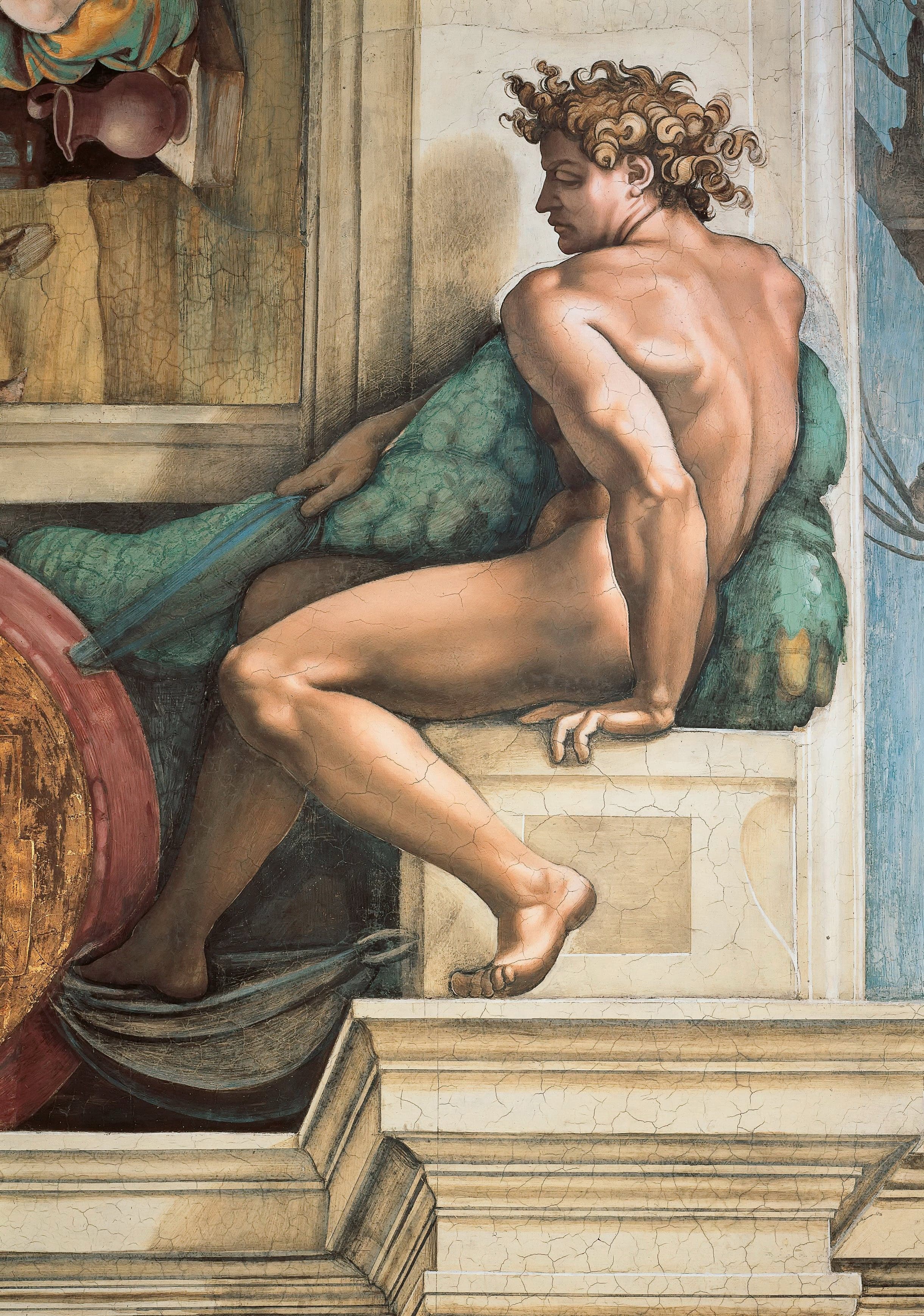《裸体青年之七》（Ignudo VII）｜米开朗基罗 Michelangelo Buonarroti｜约1509