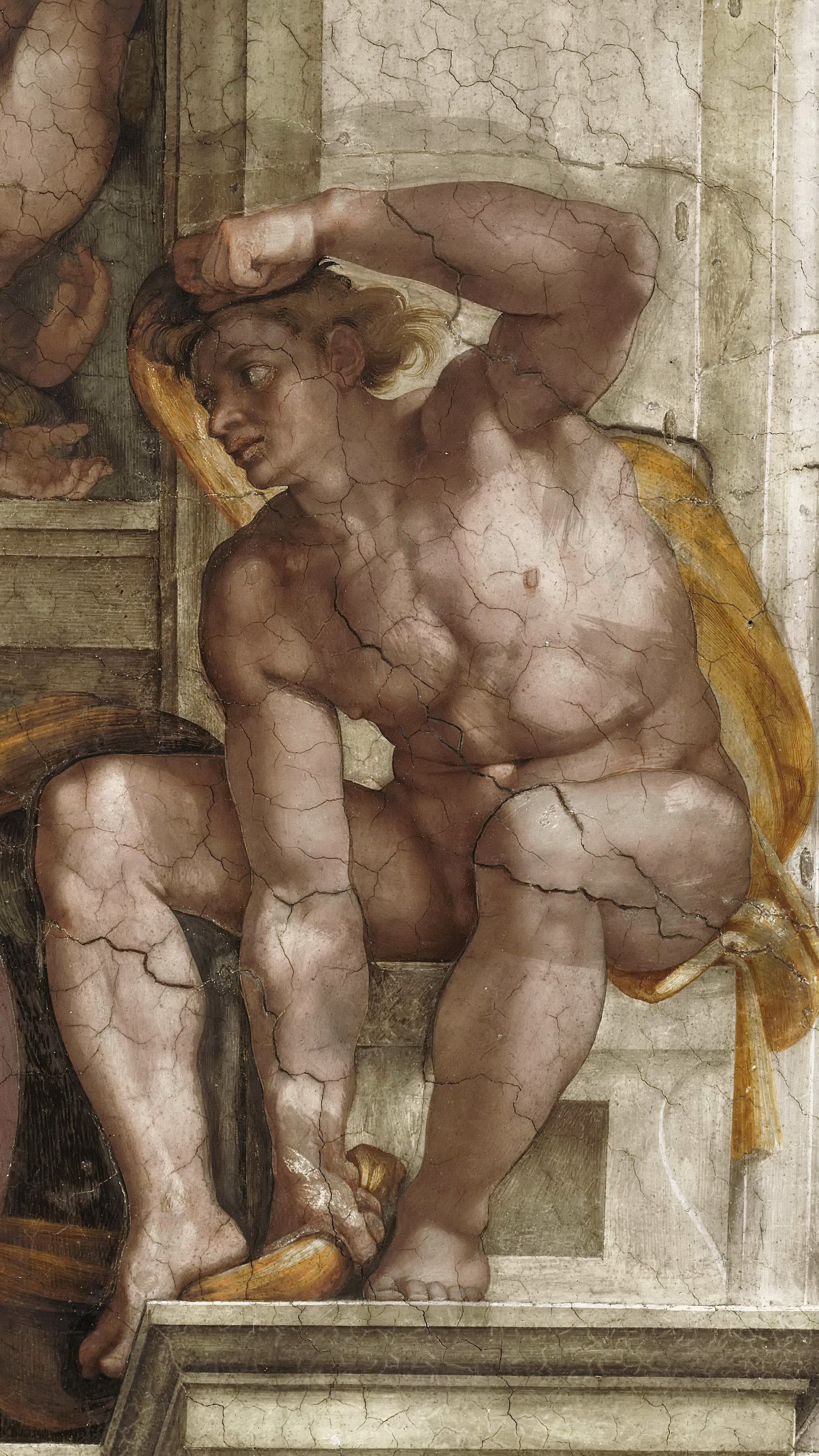 《裸体青年之十二》（Ignudo XII）｜米开朗基罗 Michelangelo Buonarroti｜约1511