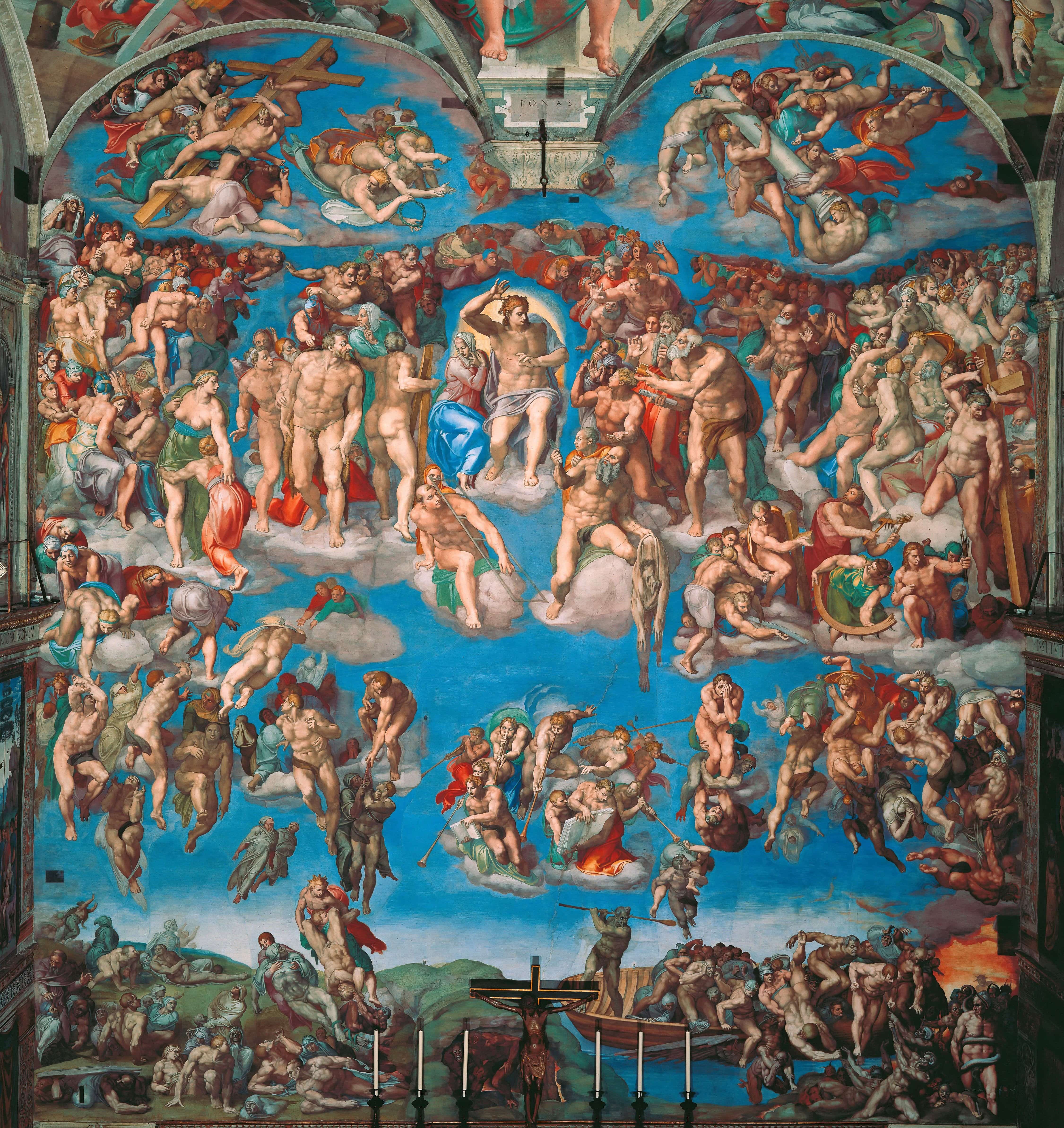 《最后的审判修复后全景》（The Last Judgment after Restoration）｜米开朗基罗 Michelangelo Buonarroti｜1536–1541