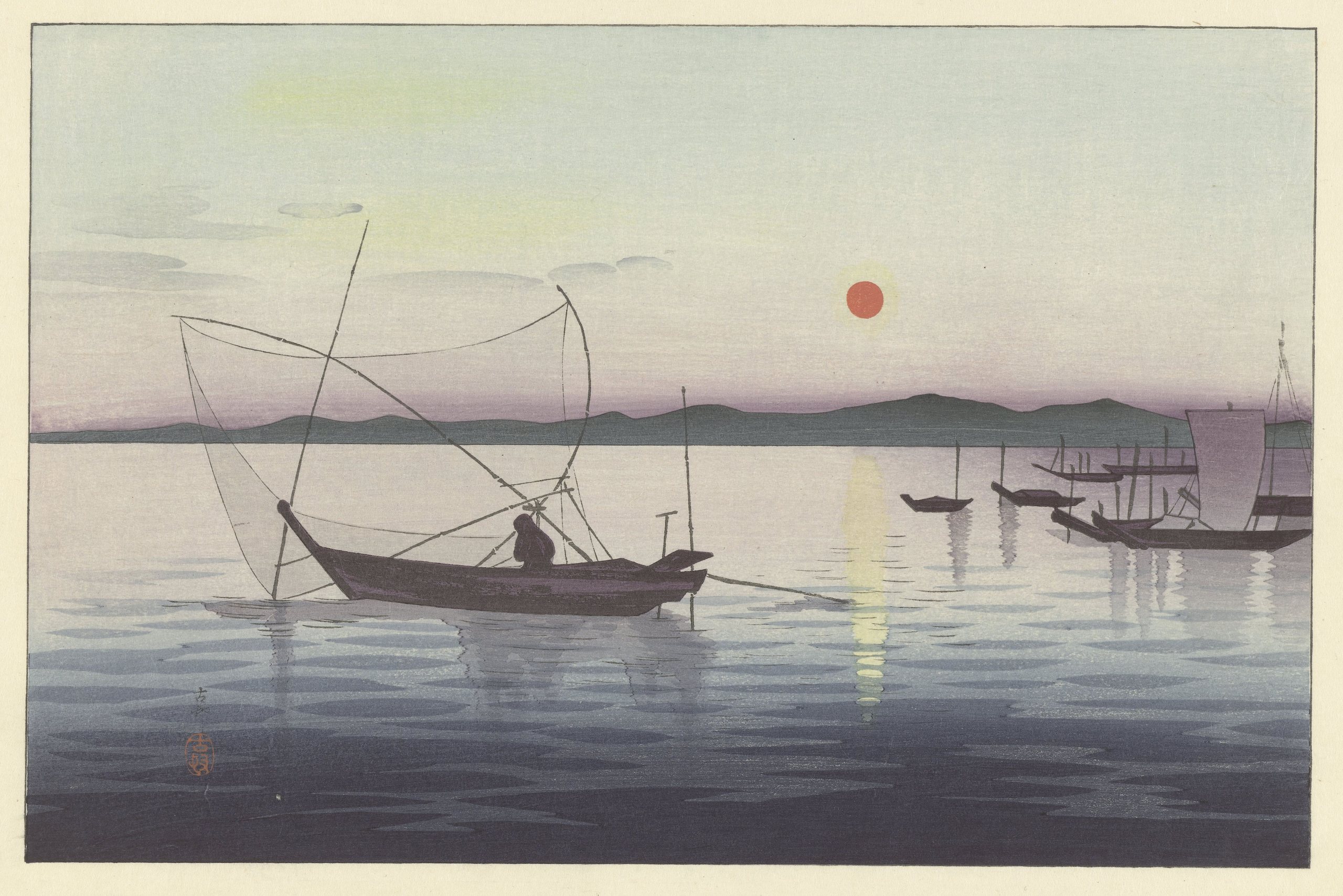 船和夕阳