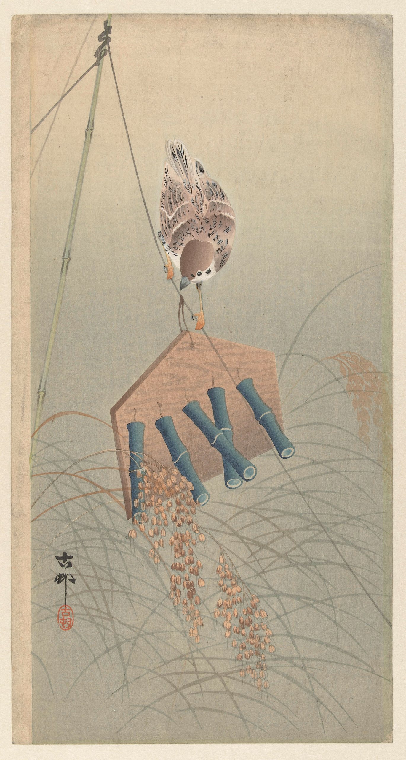 《麻雀》（Sparrow）｜小原古邨 Ohara Koson｜1900-1930