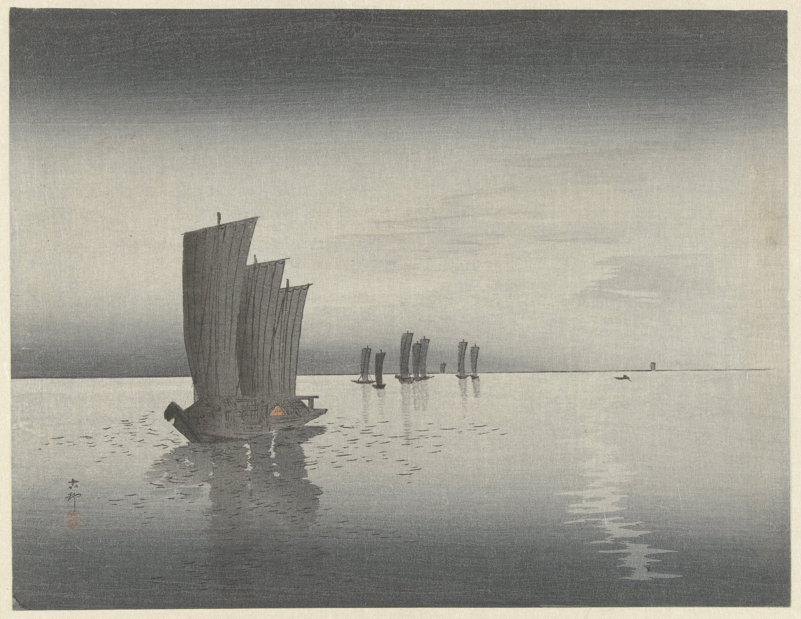 《渔船》（Fishing Boats）｜小原古邨 Ohara Koson｜1900-1920