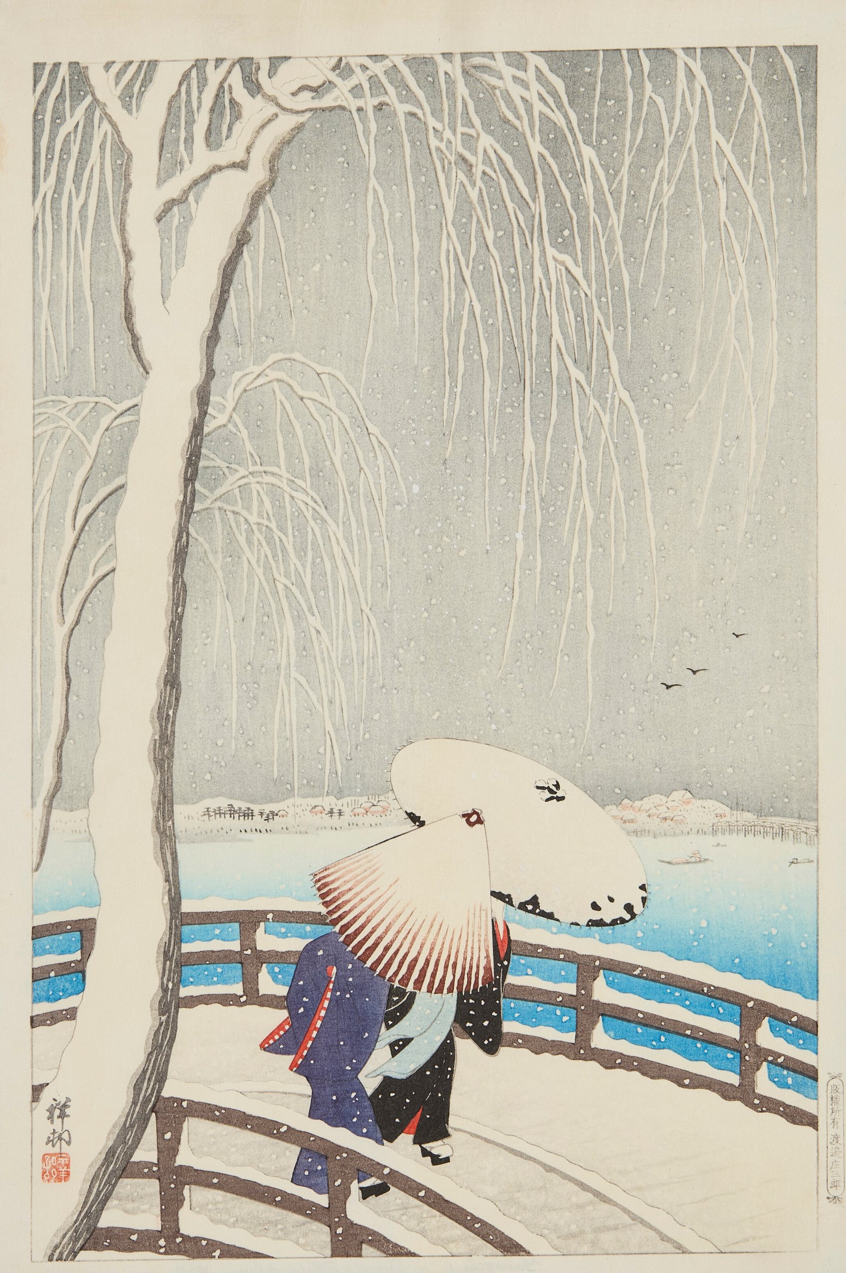 柳桥雪景