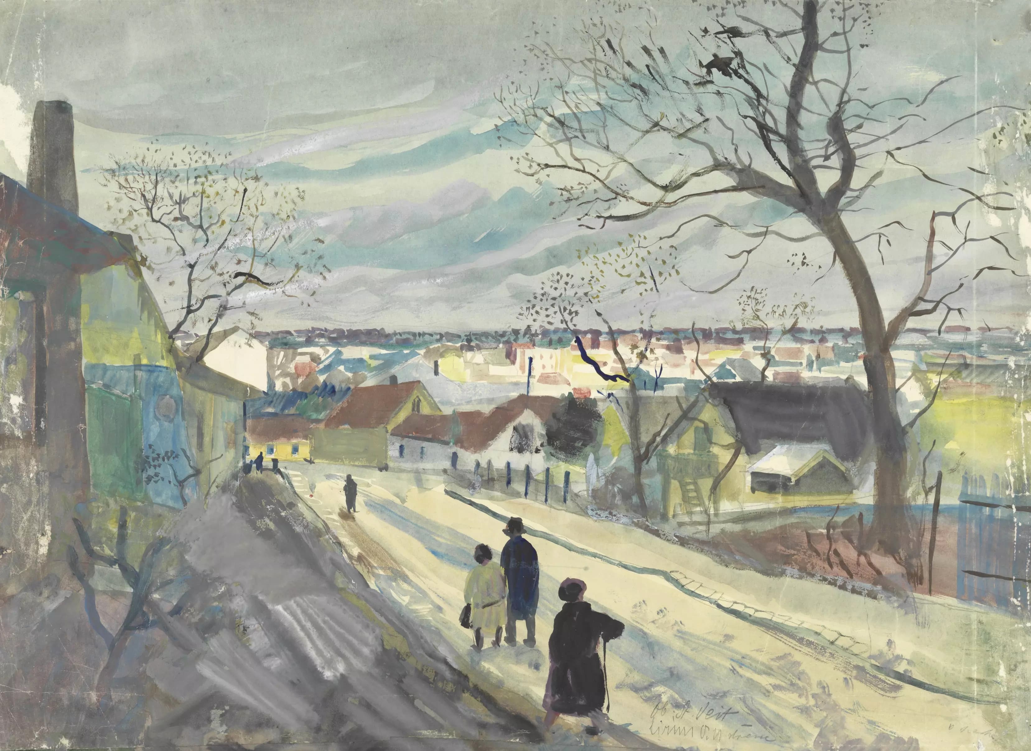 《Ober St. Veit，菲尔米安街，俯瞰维也纳》（Ober St. Veit, Firmiangasse with a view over Vienna）｜奥斯卡·拉斯克 Oskar Laske｜1930