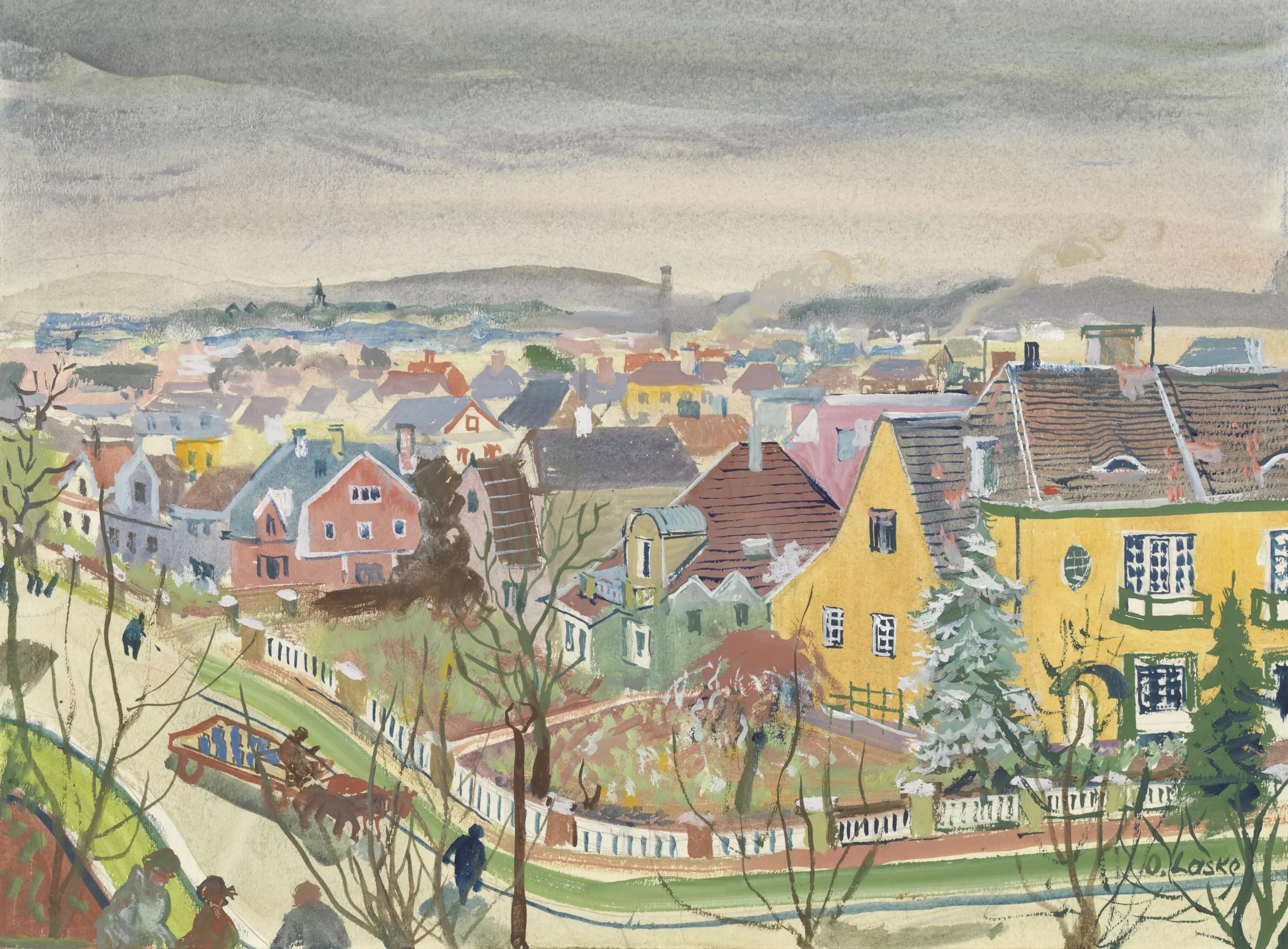 《从军事伤病员之家看到的 Ostmarksiedlung》（Ostmarksiedlung seen from the military invalid house）｜奥斯卡·拉斯克 Oskar Laske｜1936