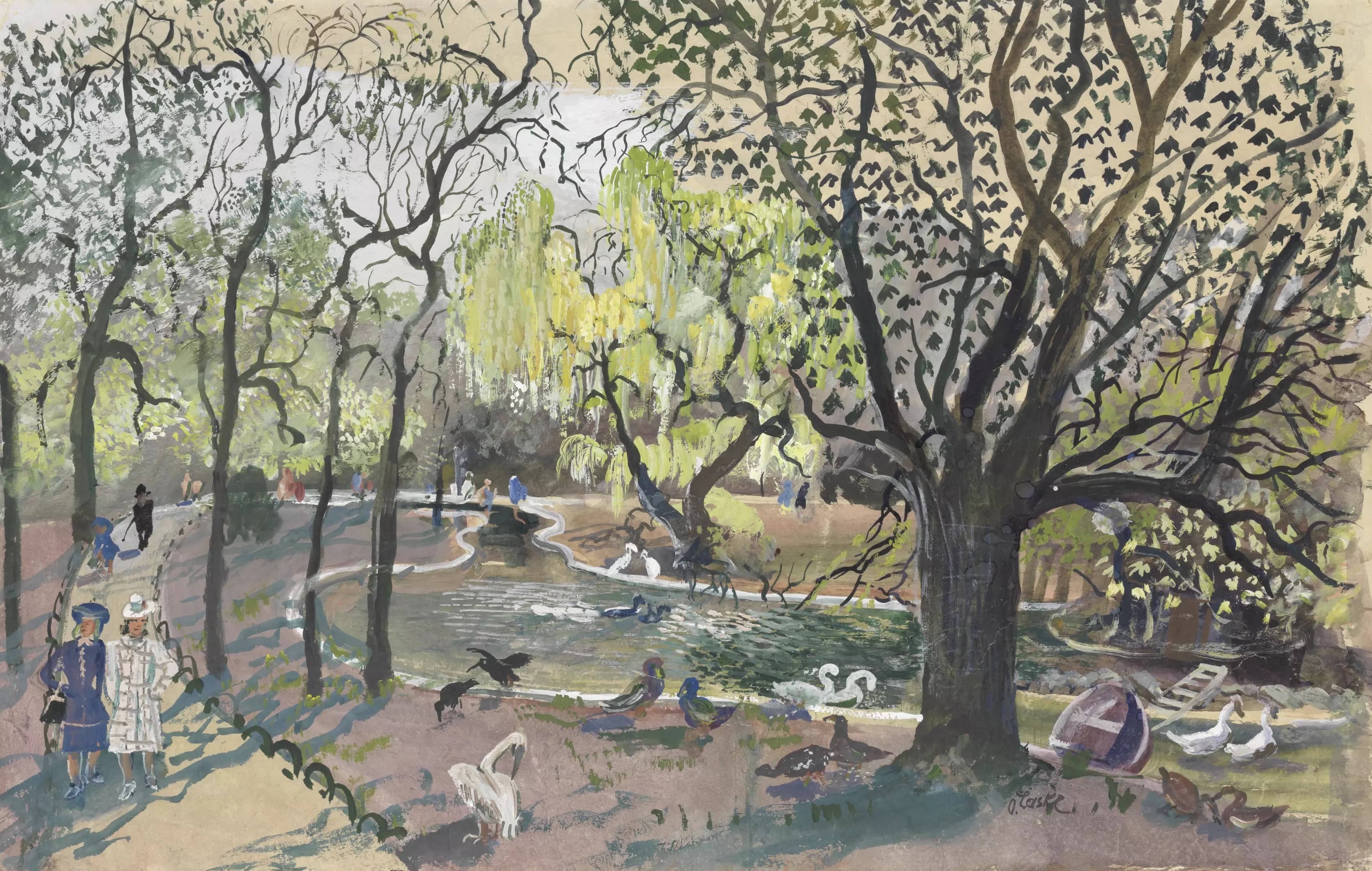 《春天的城市公园》（City park in spring）｜奥斯卡·拉斯克 Oskar Laske｜1940