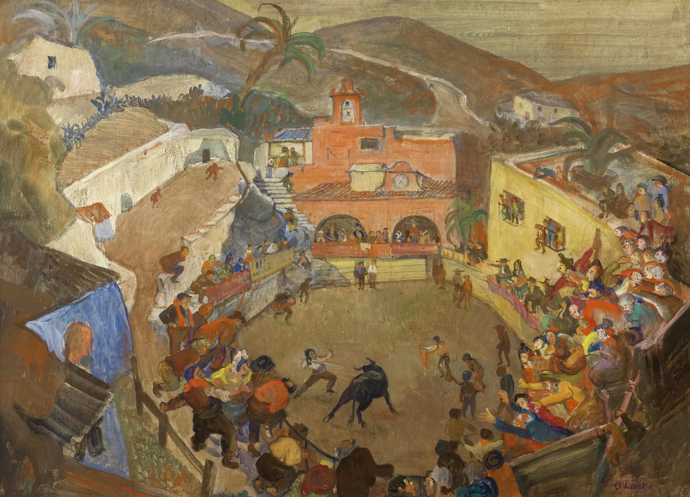 《托莱多附近的斗牛》（The bullfight near Toledo）｜奥斯卡·拉斯克 Oskar Laske｜1940