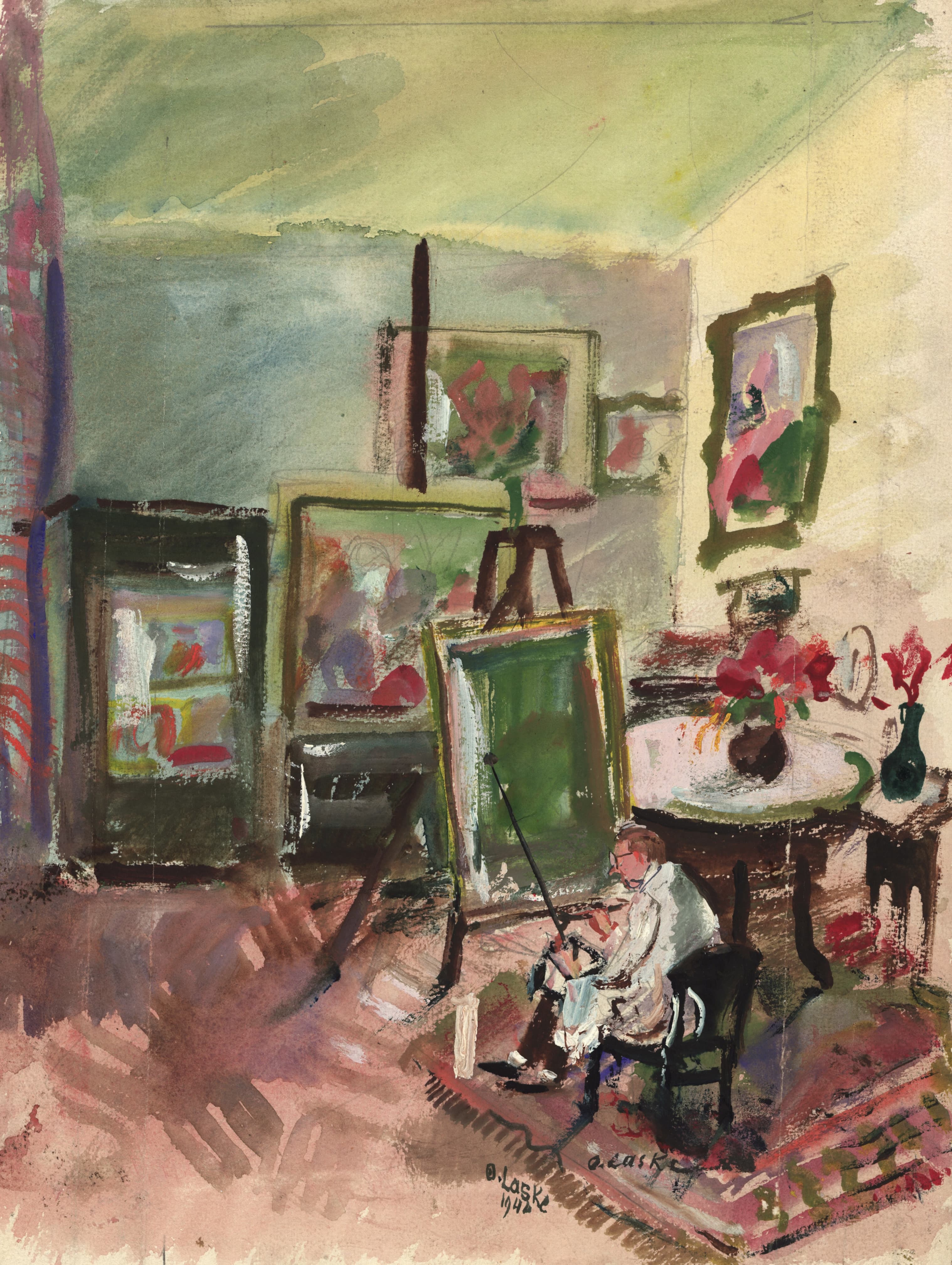 《画家奥斯卡·加威尔位于维也纳的工作室》（The studio of the painter Oskar Gawell in Vienna）｜奥斯卡·拉斯克 Oskar Laske｜1940