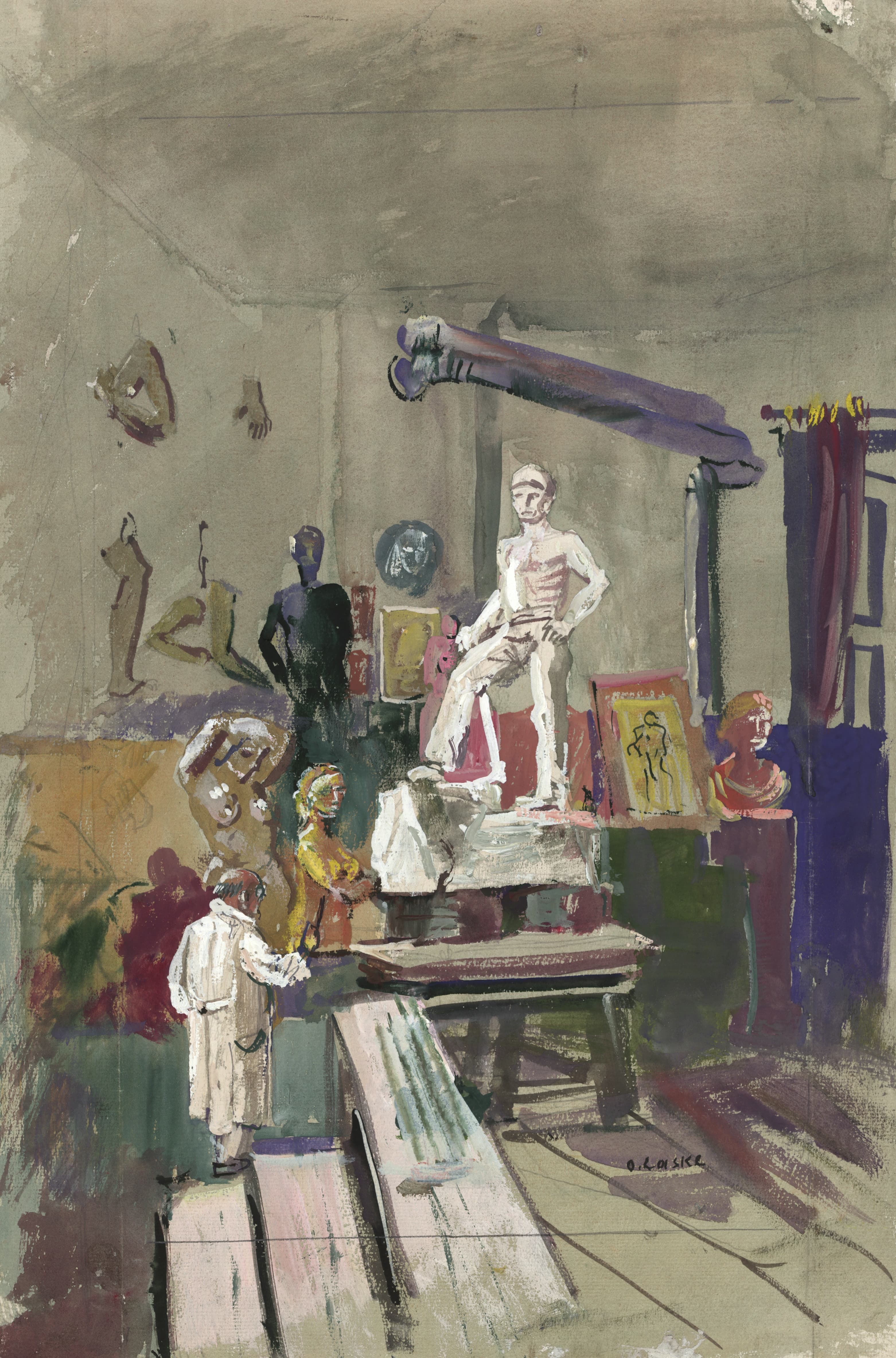 《雕塑家卡尔·斯特莫拉克 (Karl Stemolak) 位于维也纳的工作室》（The studio of the sculptor Karl Stemolak in Vienna）｜奥斯卡·拉斯克 Oskar Laske｜1940