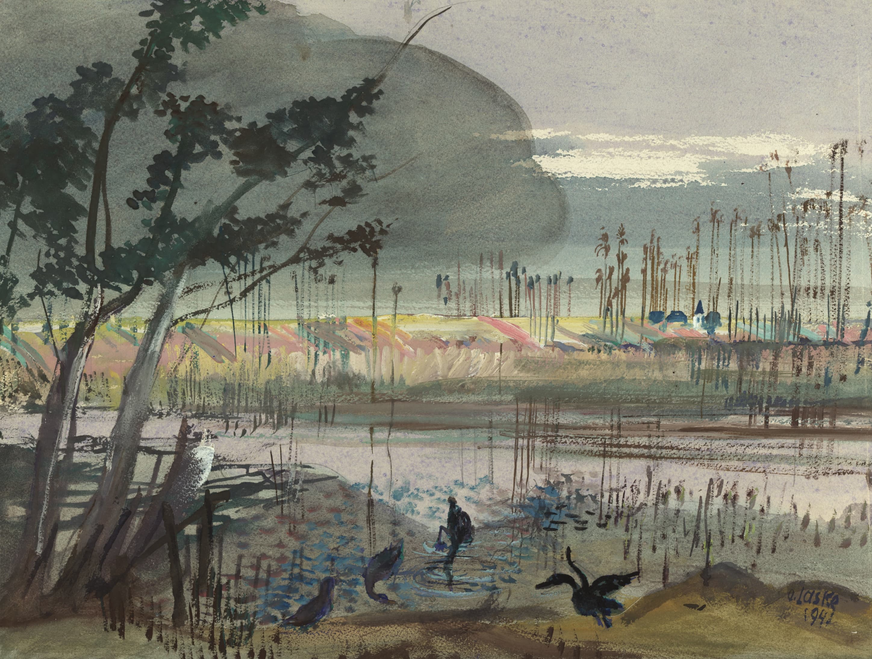 《Wr。附近;新锡德尔湖》（Wr. Vicinity; Lake Neusiedl）｜奥斯卡·拉斯克 Oskar Laske｜1941