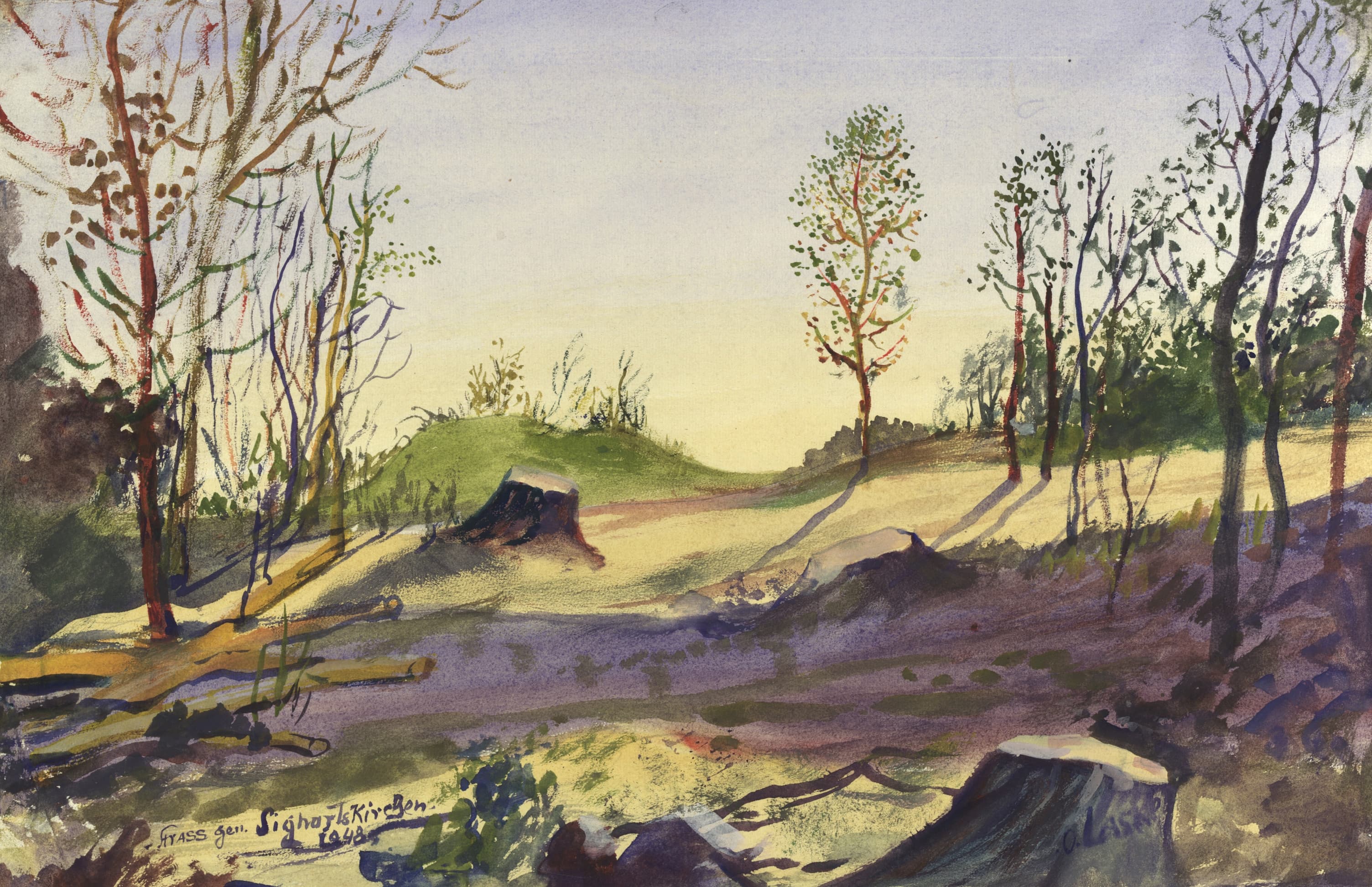《Sieghartskirchen 附近的景观》（Landscape near Sieghartskirchen）｜奥斯卡·拉斯克 Oskar Laske｜1948