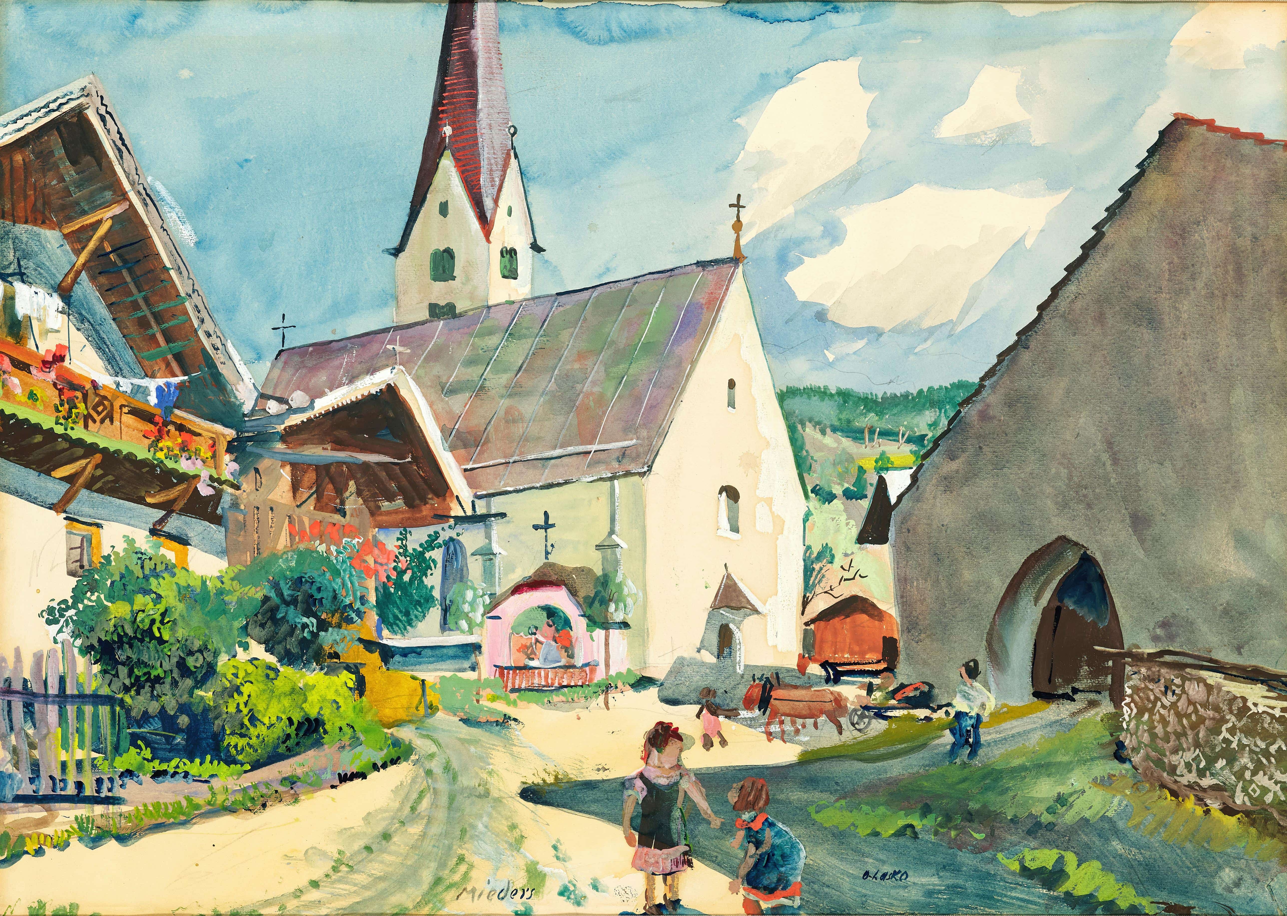 《蒂罗尔州米德斯教堂》（Church in Mieders in Tyrol）｜奥斯卡·拉斯克 Oskar Laske｜不明