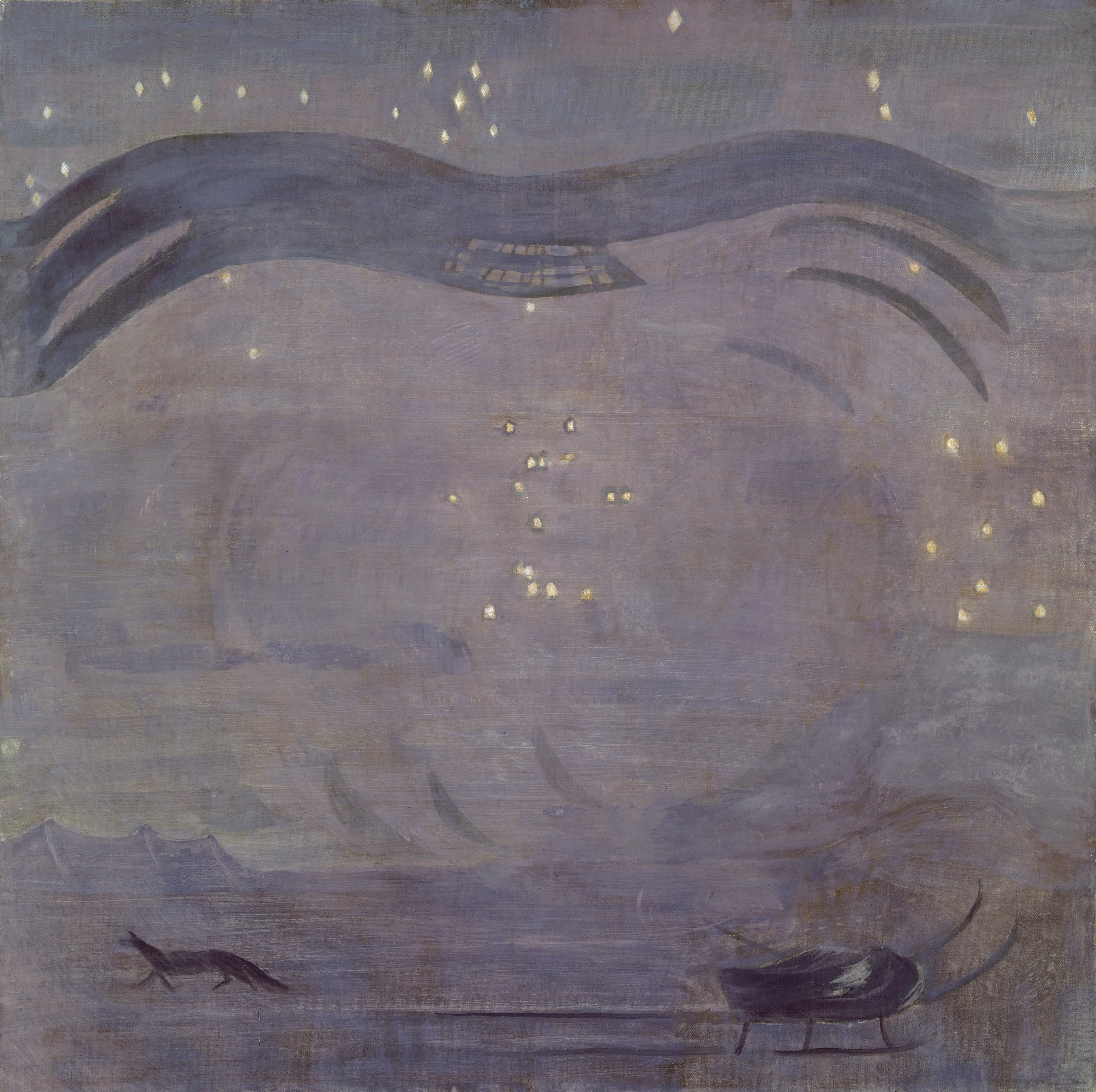 《星空与山峰》（Starry Landscape with Mountain Peak）｜奥托·迈耶-阿姆登 Otto Meyer-Amden｜1931