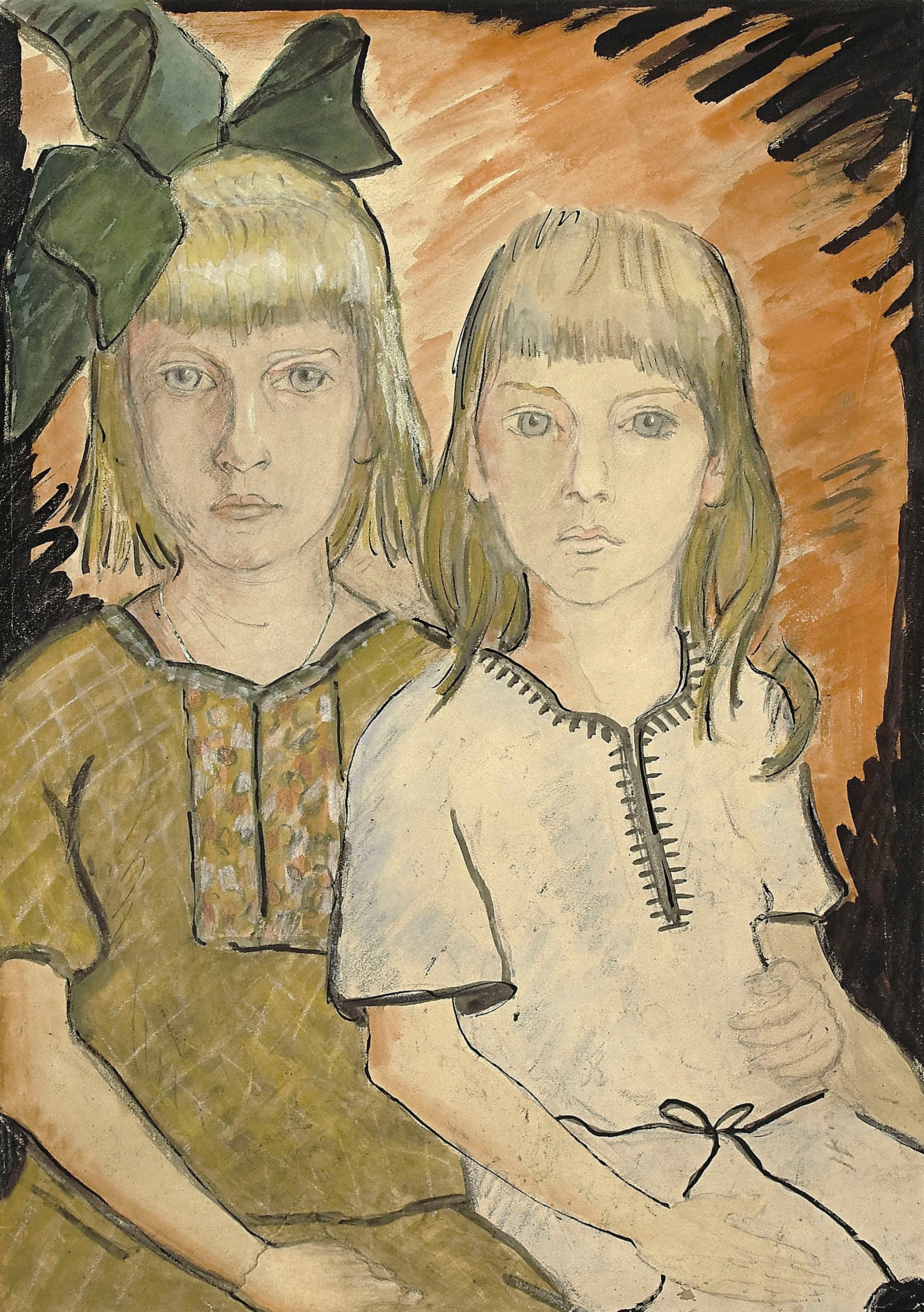 《赫尔加和伊娃·戈尔格尔》（Helga and Eva Goerger）｜奥托·穆勒 Otto Mueller｜约 1917