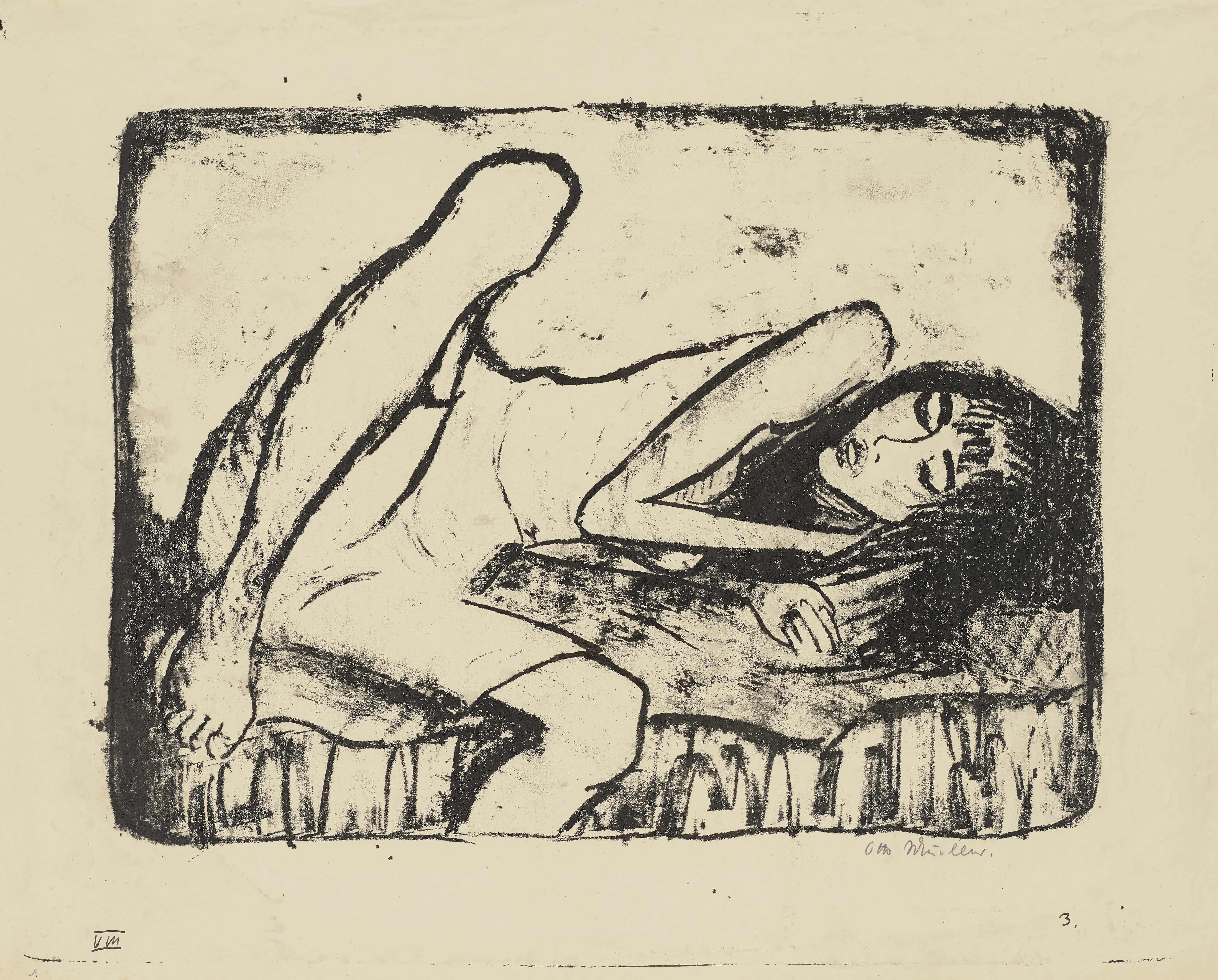 《躺椅上的女孩 II》（Girl on the lounger II）｜奥托·穆勒 Otto Mueller｜1919