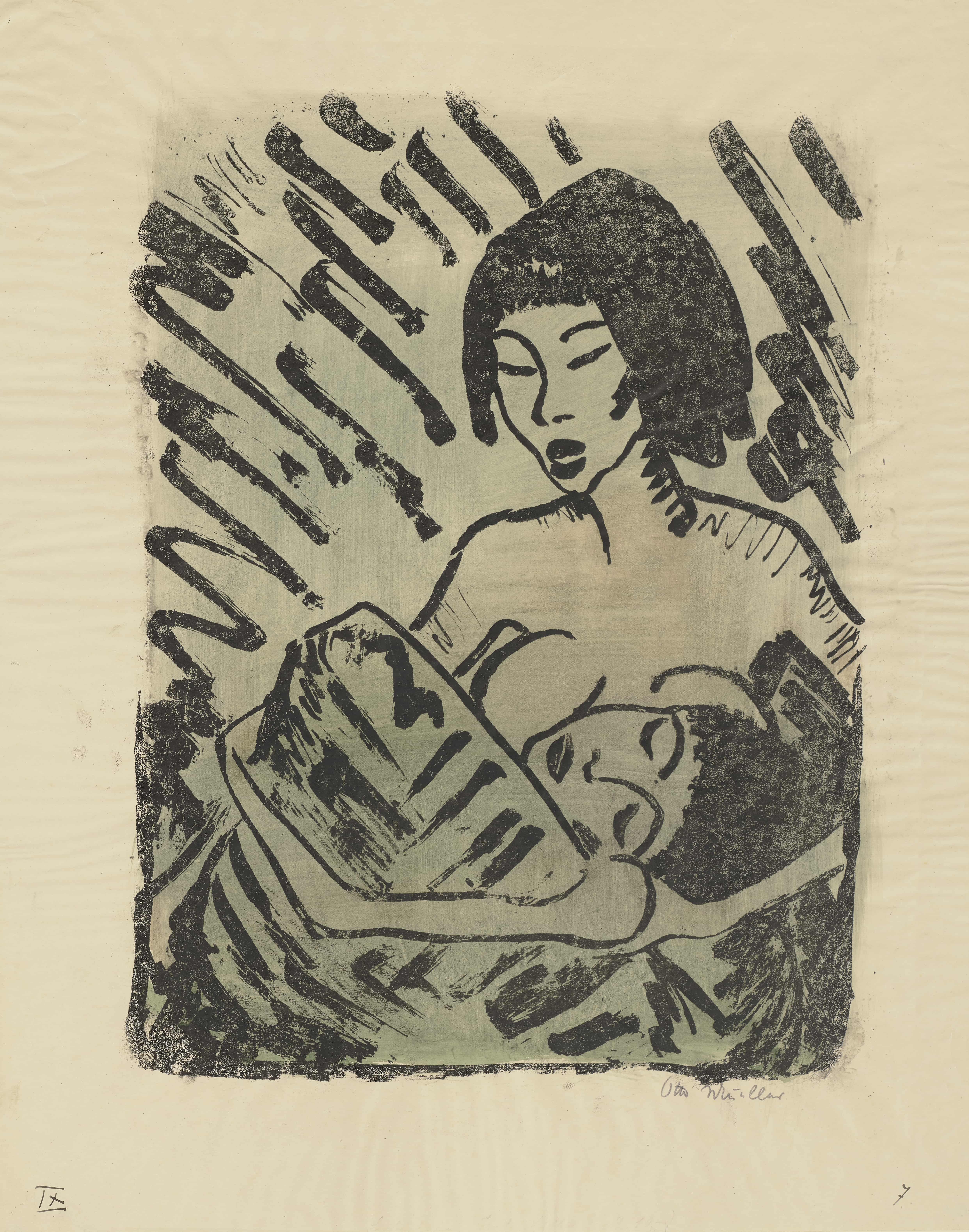 《母亲和孩子我》（Mother and child I）｜奥托·穆勒 Otto Mueller｜约. 1919