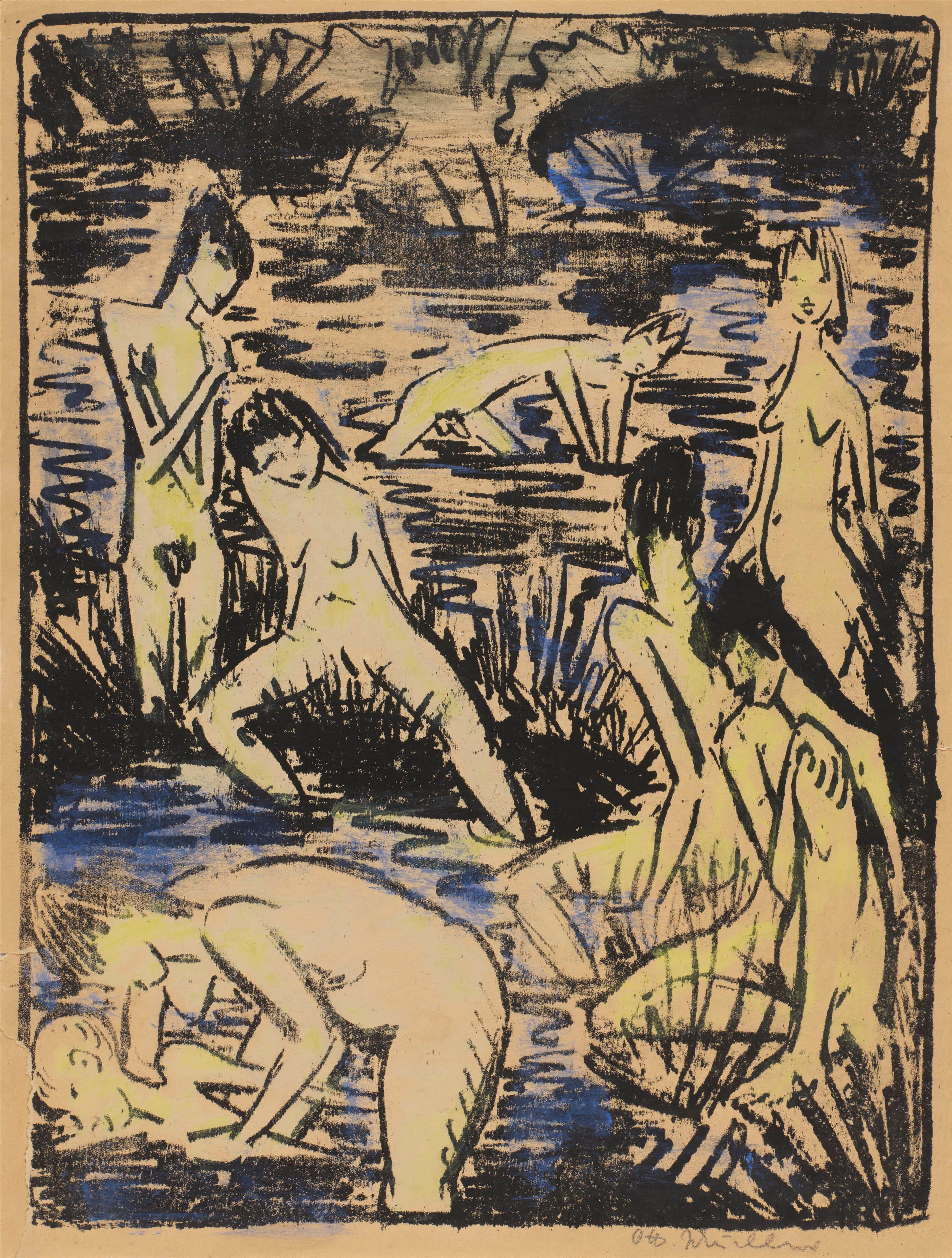 《八个沐浴者》（Eight bathers）｜奥托·穆勒 Otto Mueller｜1922