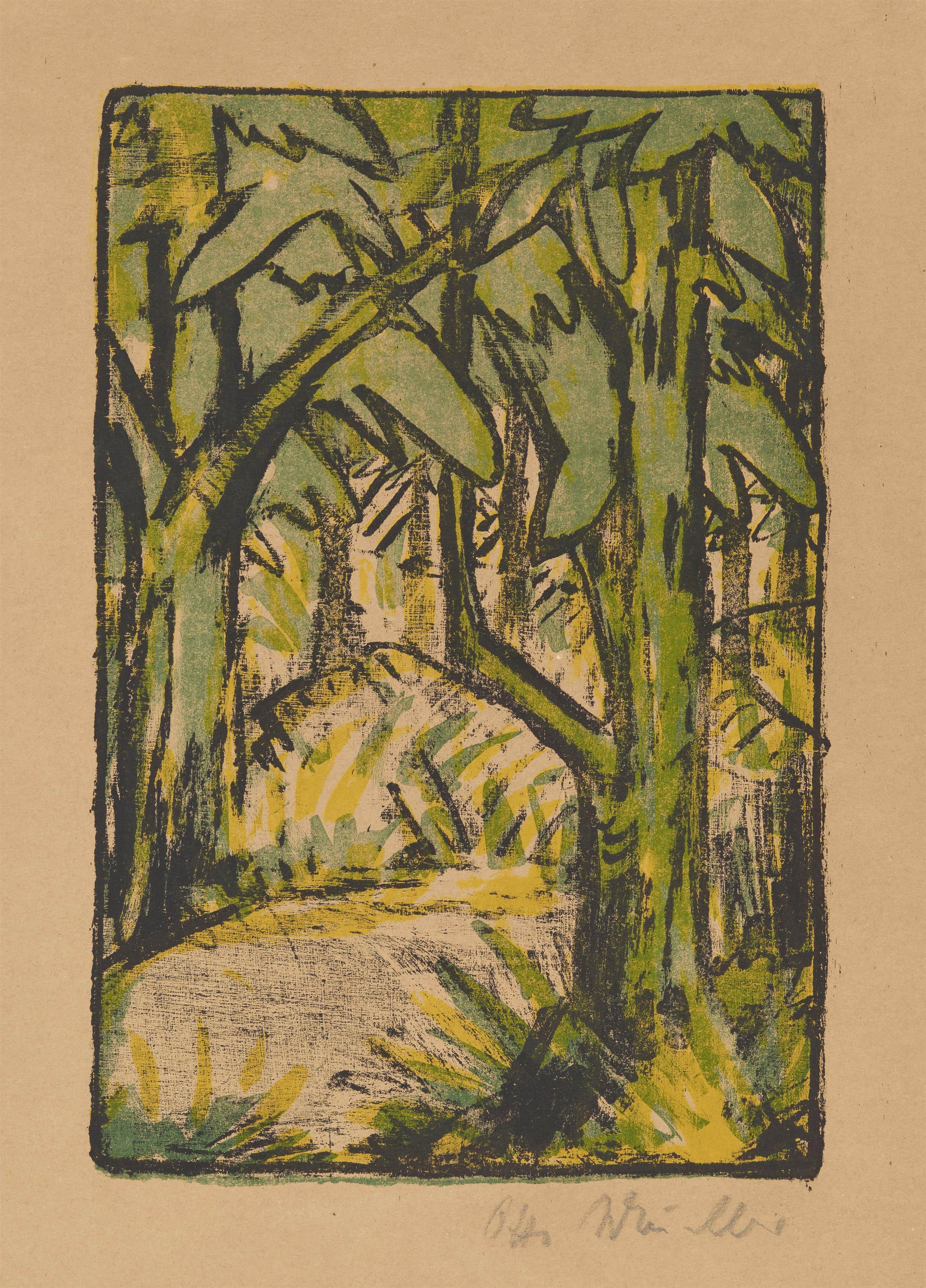 《森林景观》（Forest landscape）｜奥托·穆勒 Otto Mueller｜1924