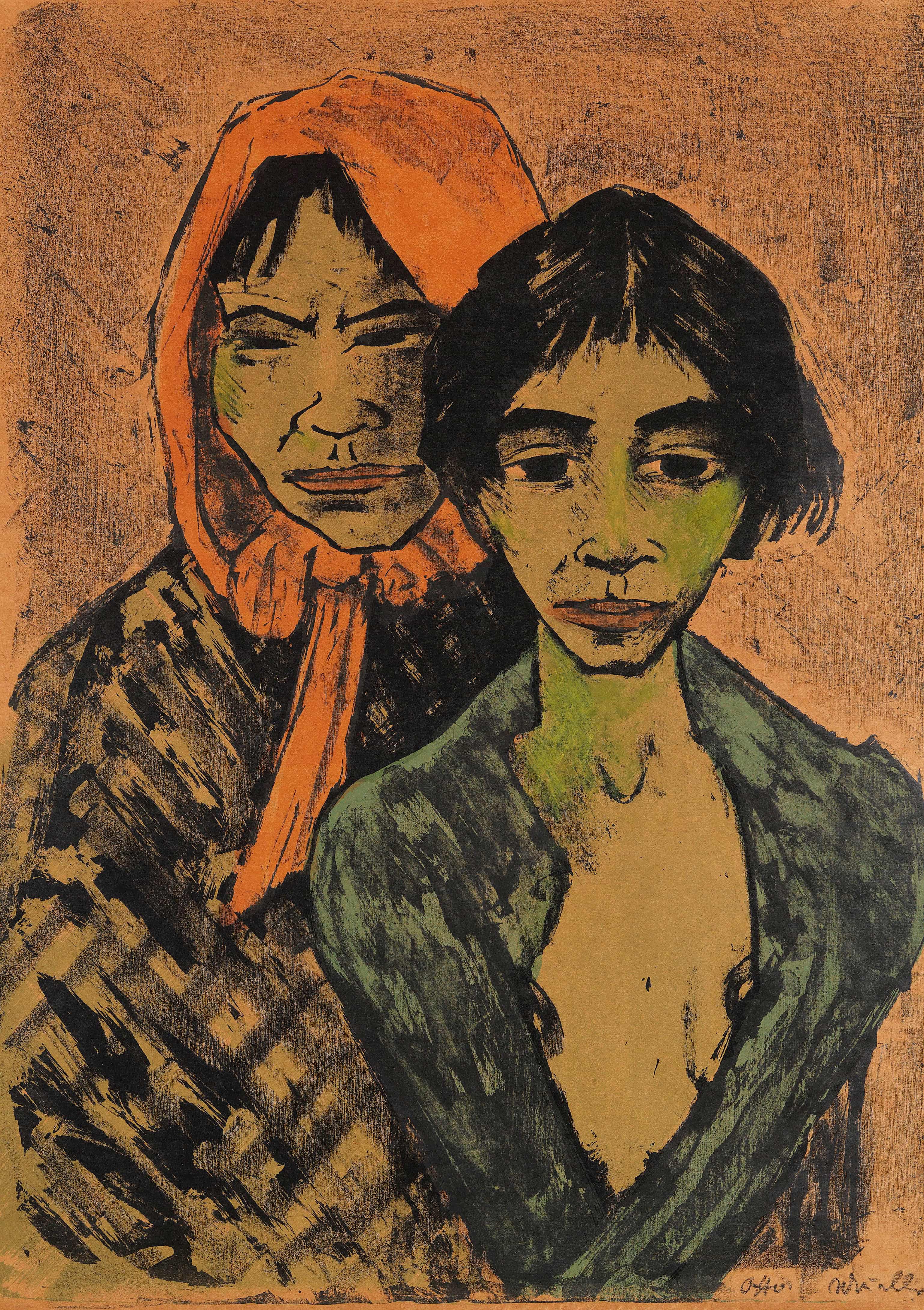 《两位罗姆女子（母亲与女儿）》（Two Romani Women (Mother and Daughter)）｜奥托·穆勒 Otto Mueller｜1926