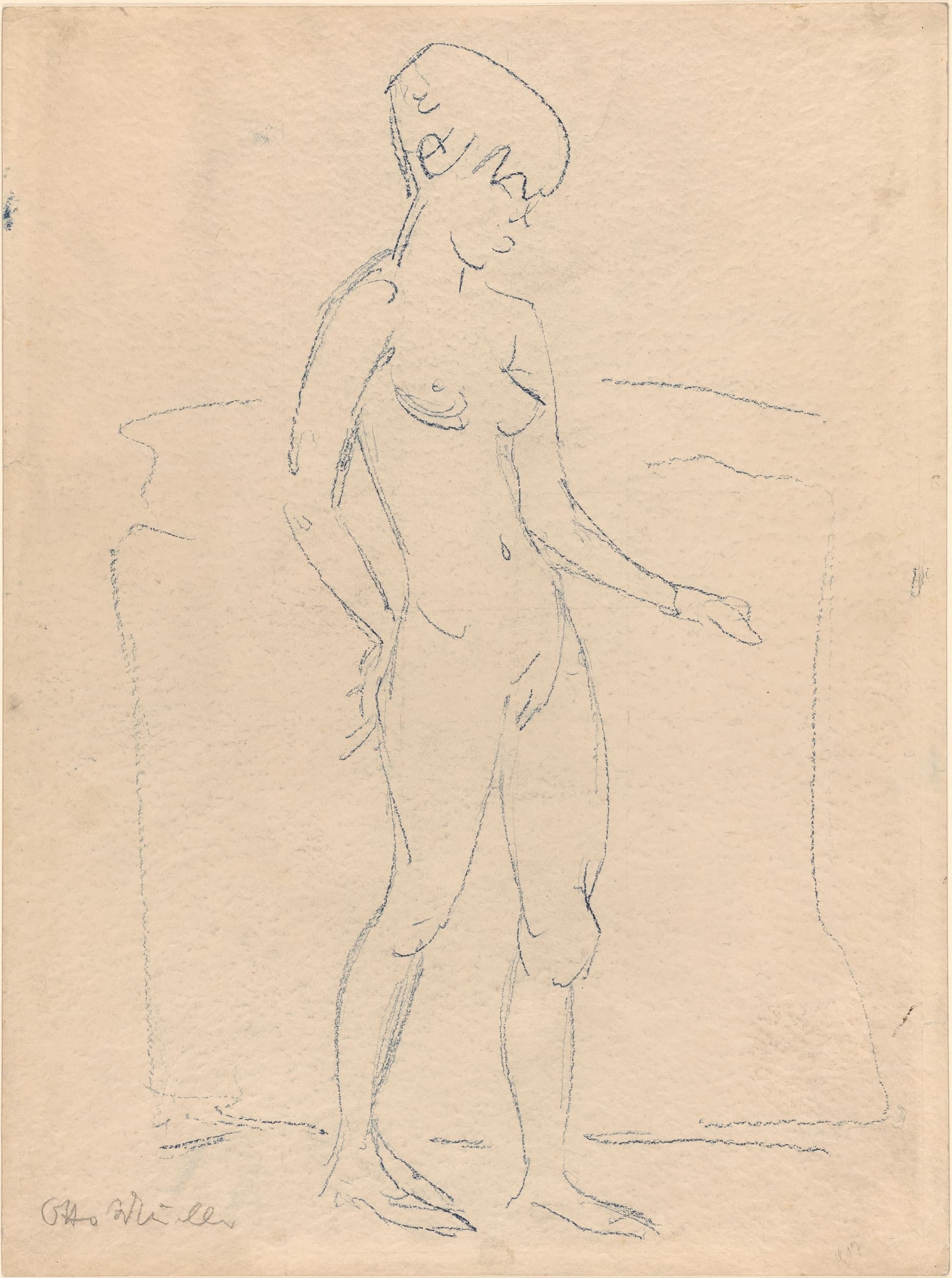 《站着的女性裸体》（Standing Female Nude）｜奥托·穆勒 Otto Mueller｜约. 1927