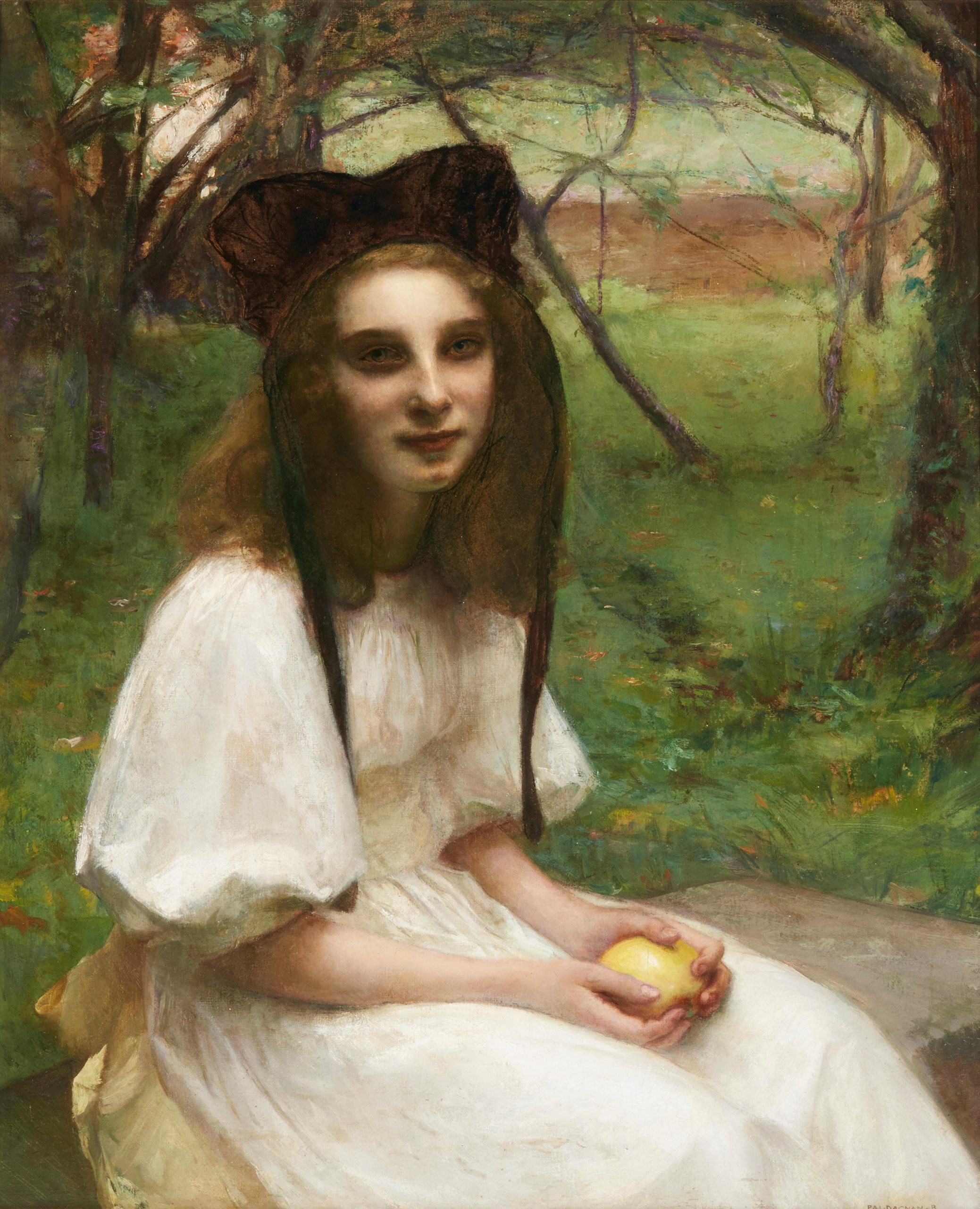 《白衣女孩肖像》（A portrait of a girl in a white dress）｜帕斯卡尔-阿道夫-让·达尼昂-布弗莱 Pascal-Adolphe-Jean Dagnan-Bouveret｜不明