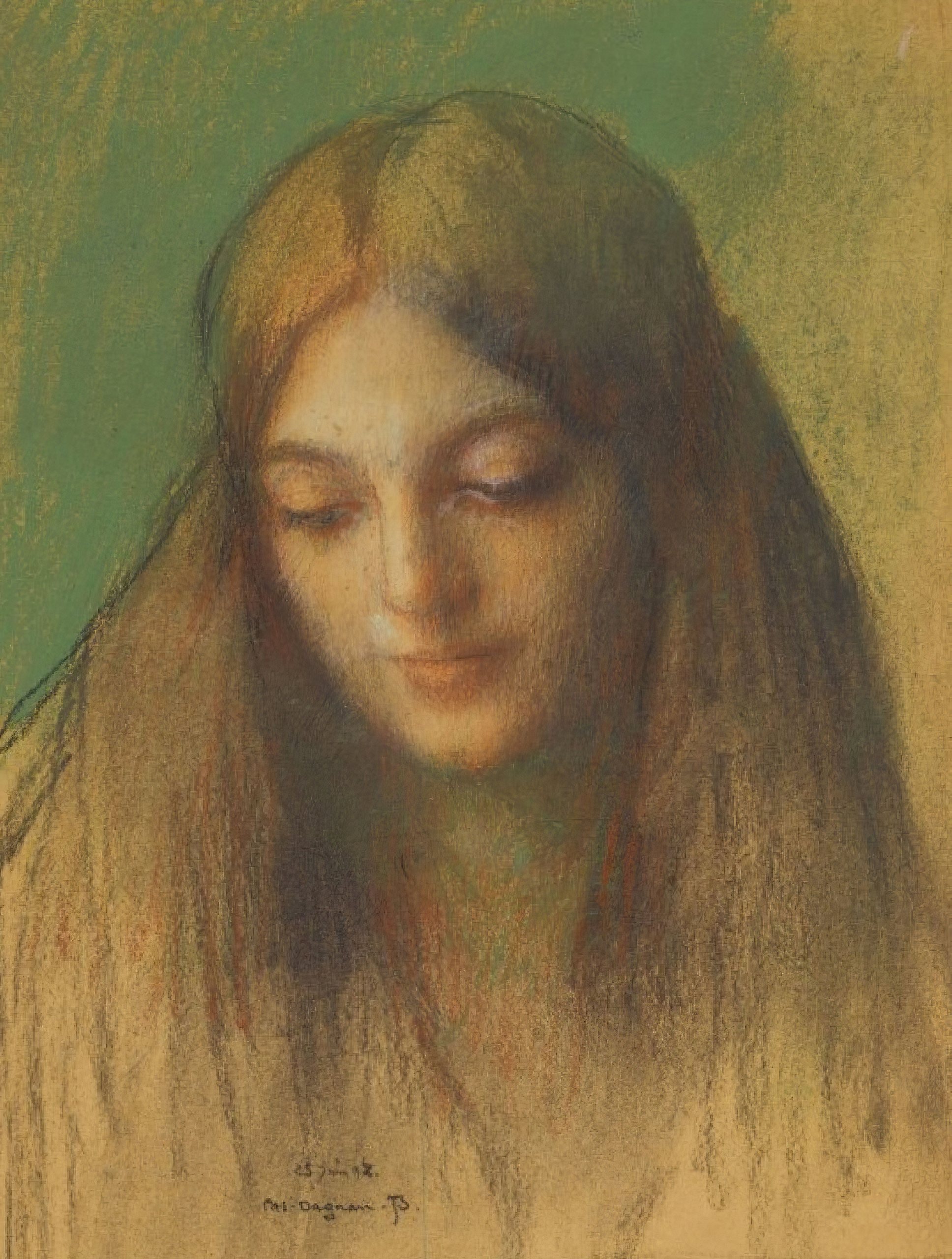 《圣母习作：为《受苦者的安慰》所作》（Madonna (Study For consolatrix Afflictorum)）｜帕斯卡尔-阿道夫-让·达尼昂-布弗莱 Pascal-Adolphe-Jean Dagnan-Bouveret｜1898