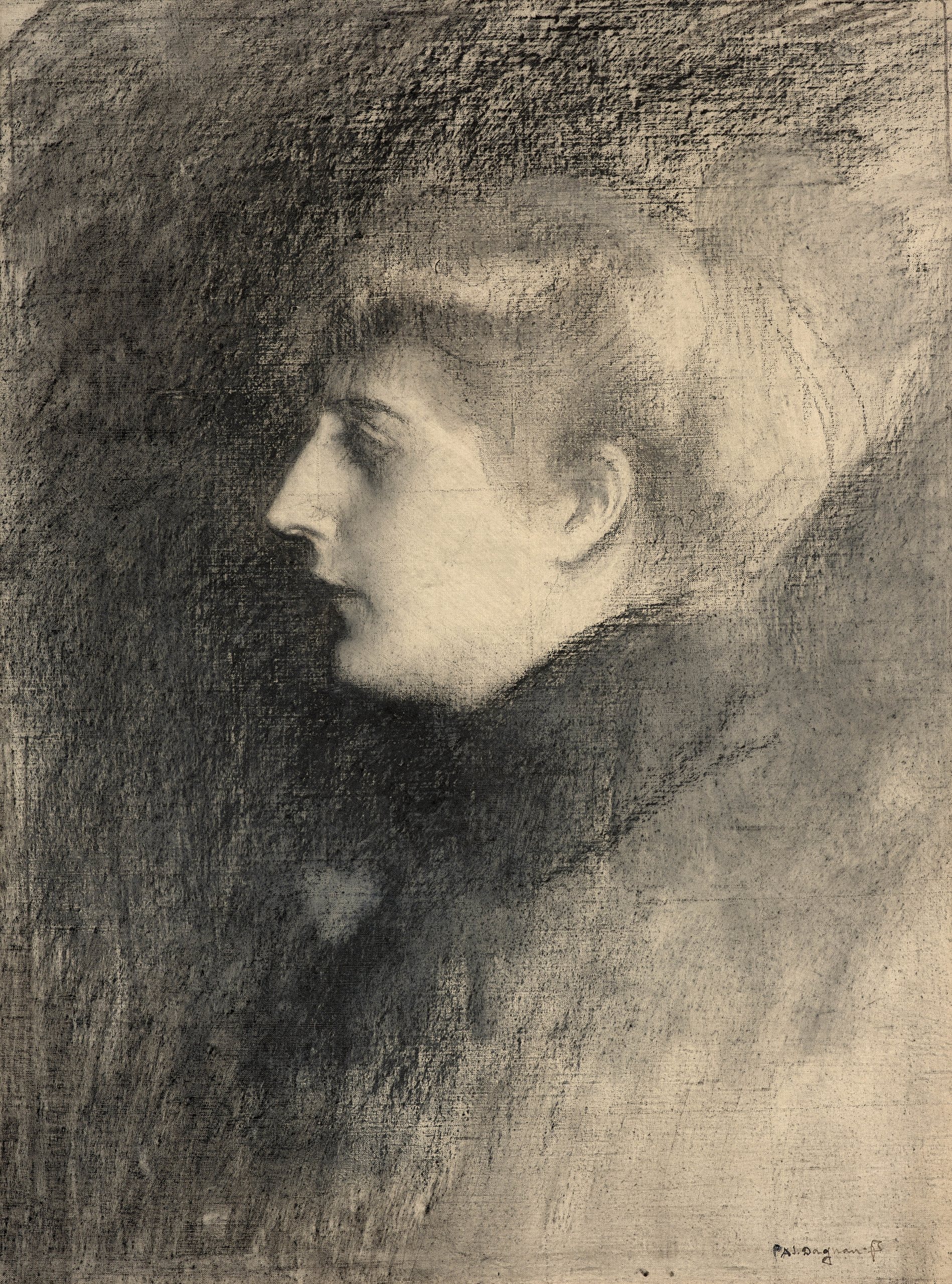 《侧面女士肖像》（Portrait of a lady in profile）｜帕斯卡尔-阿道夫-让·达尼昂-布弗莱 Pascal-Adolphe-Jean Dagnan-Bouveret｜不明
