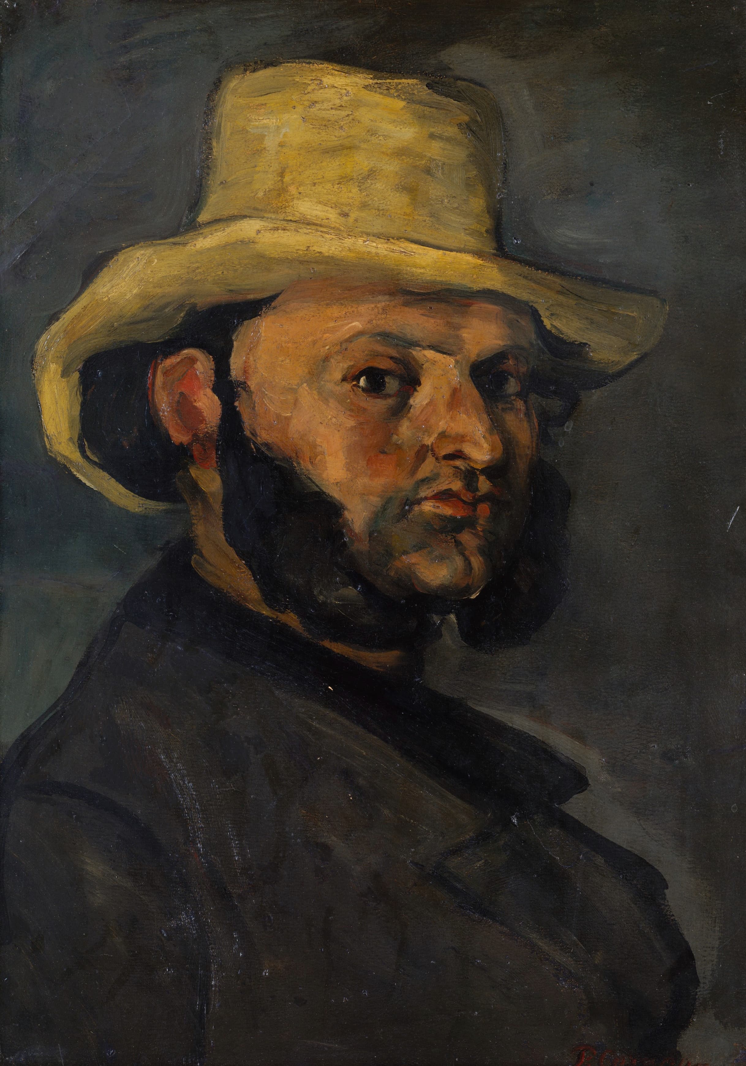 《戴草帽的古斯塔夫·博耶 b 1840》（gustave boyer b 1840 in a straw hat）｜保罗·塞尚 Paul Cézanne｜1870–1871