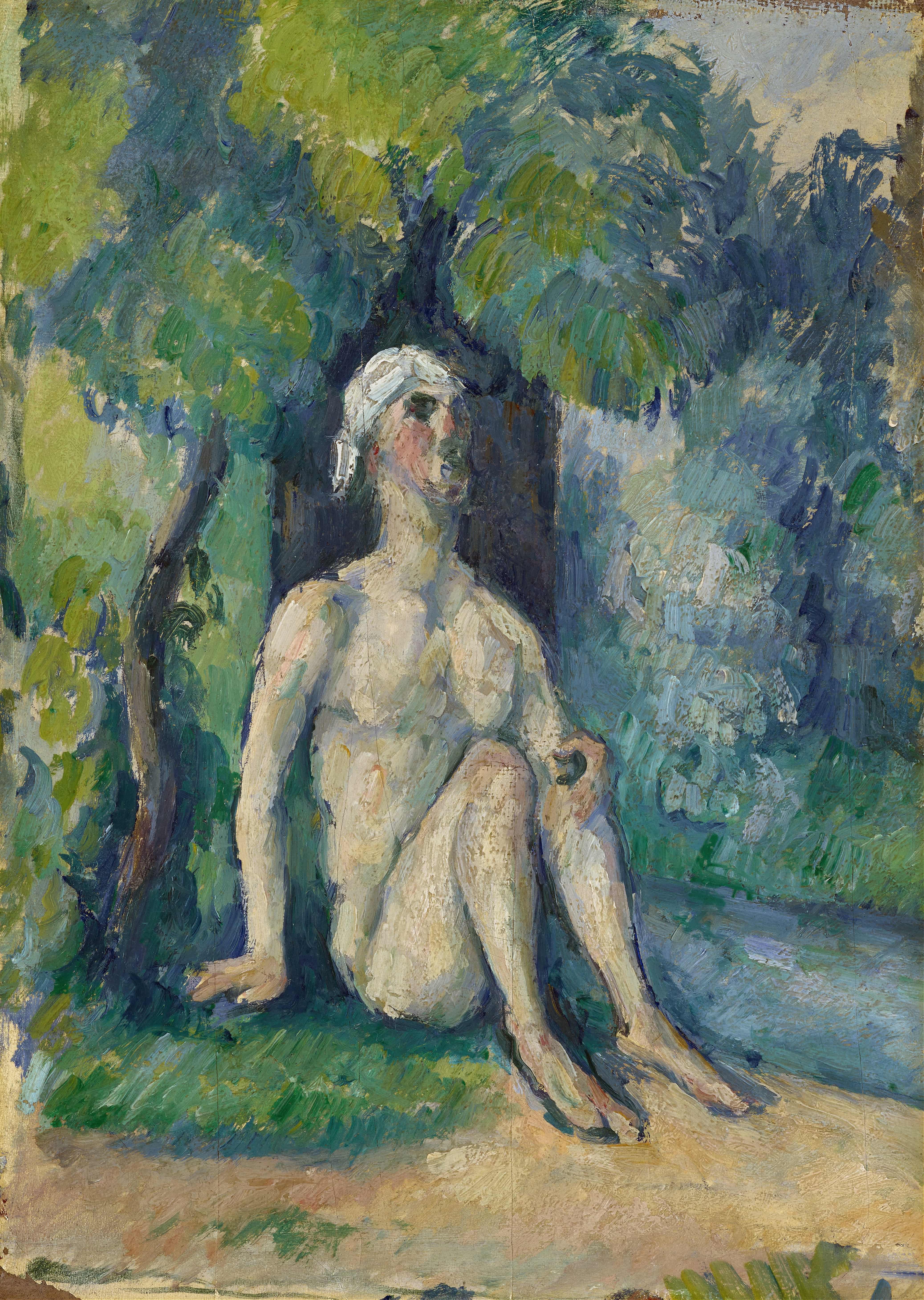 《沐浴者坐在水面上》（bathers sitting on the water）｜保罗·塞尚 Paul Cézanne｜1876