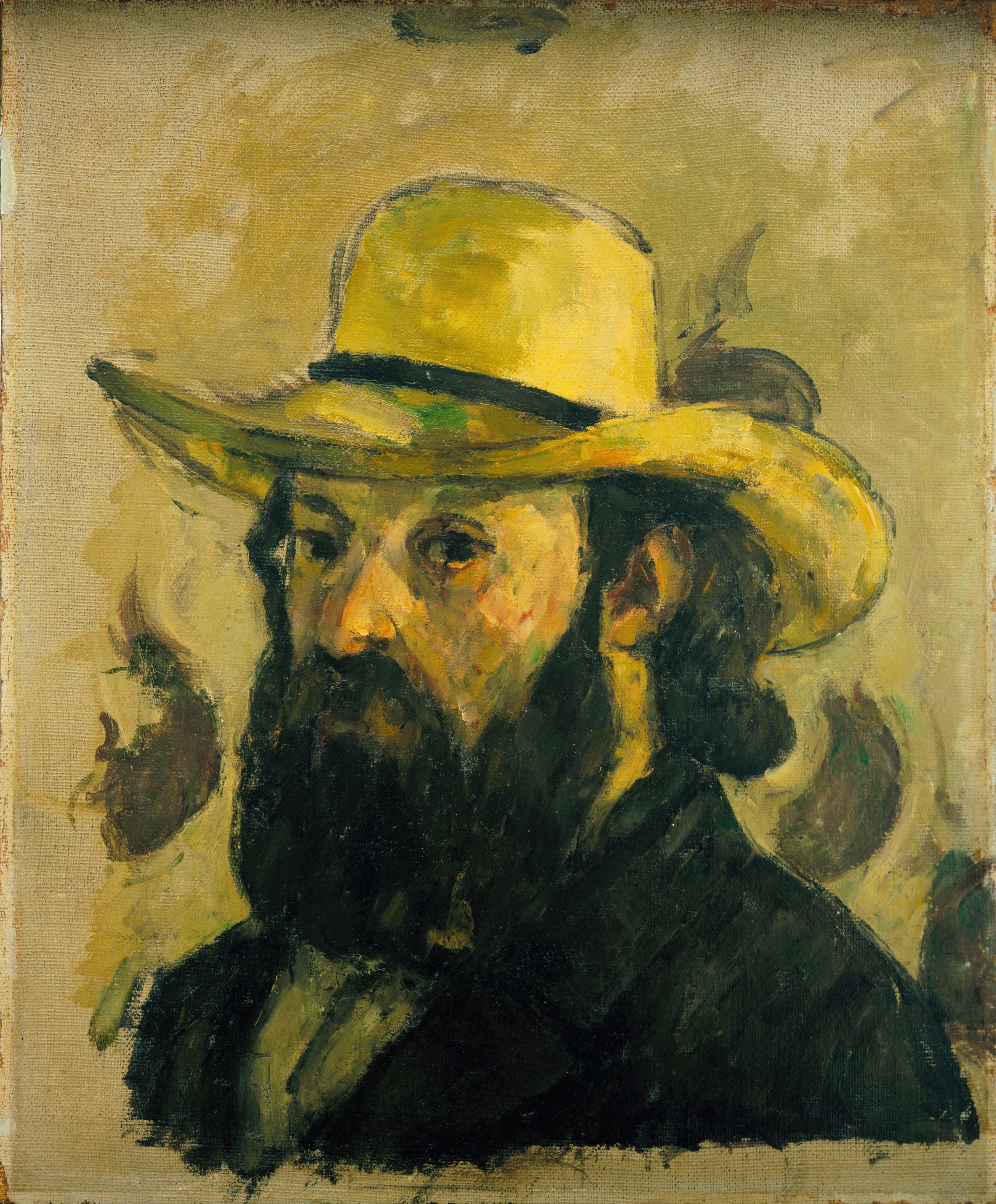 《1875 年至 戴草帽的自画像》（self portrait in a straw hat from 1875 until）｜保罗·塞尚 Paul Cézanne｜1876